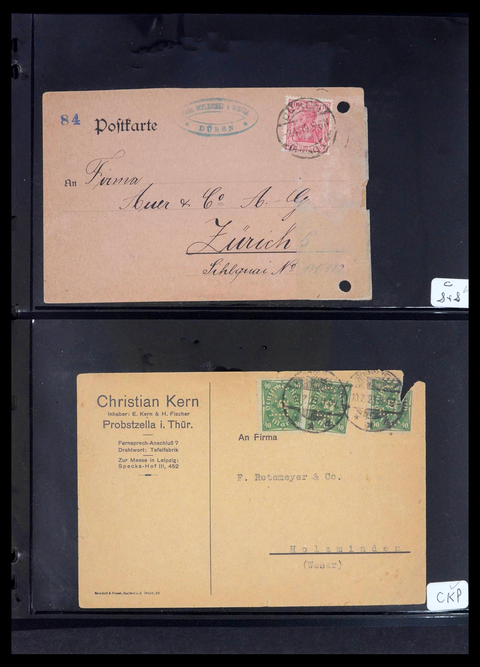 39464 0021 - Stamp collection 39464 German Reich perfins on cover 1886-1943.