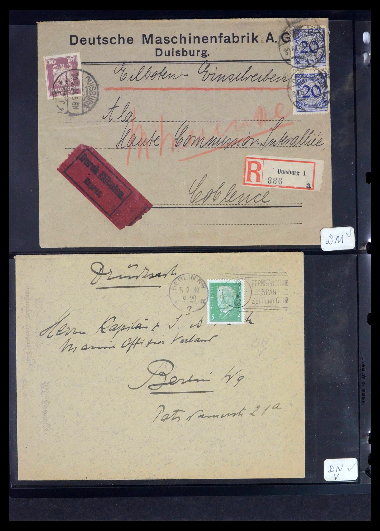 39464 0030 - Stamp collection 39464 German Reich perfins on cover 1886-1943.