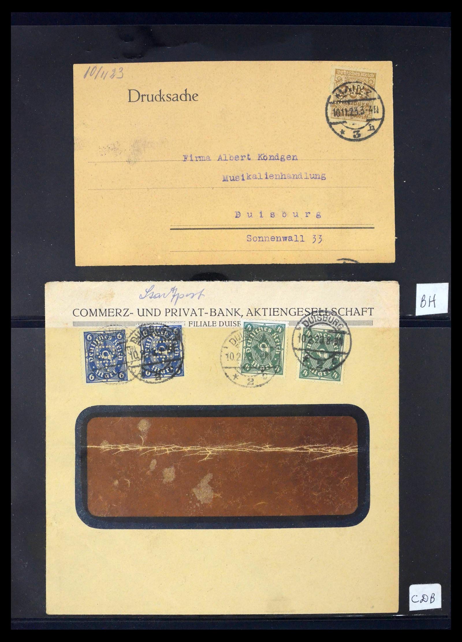 39464 0039 - Stamp collection 39464 German Reich perfins on cover 1886-1943.