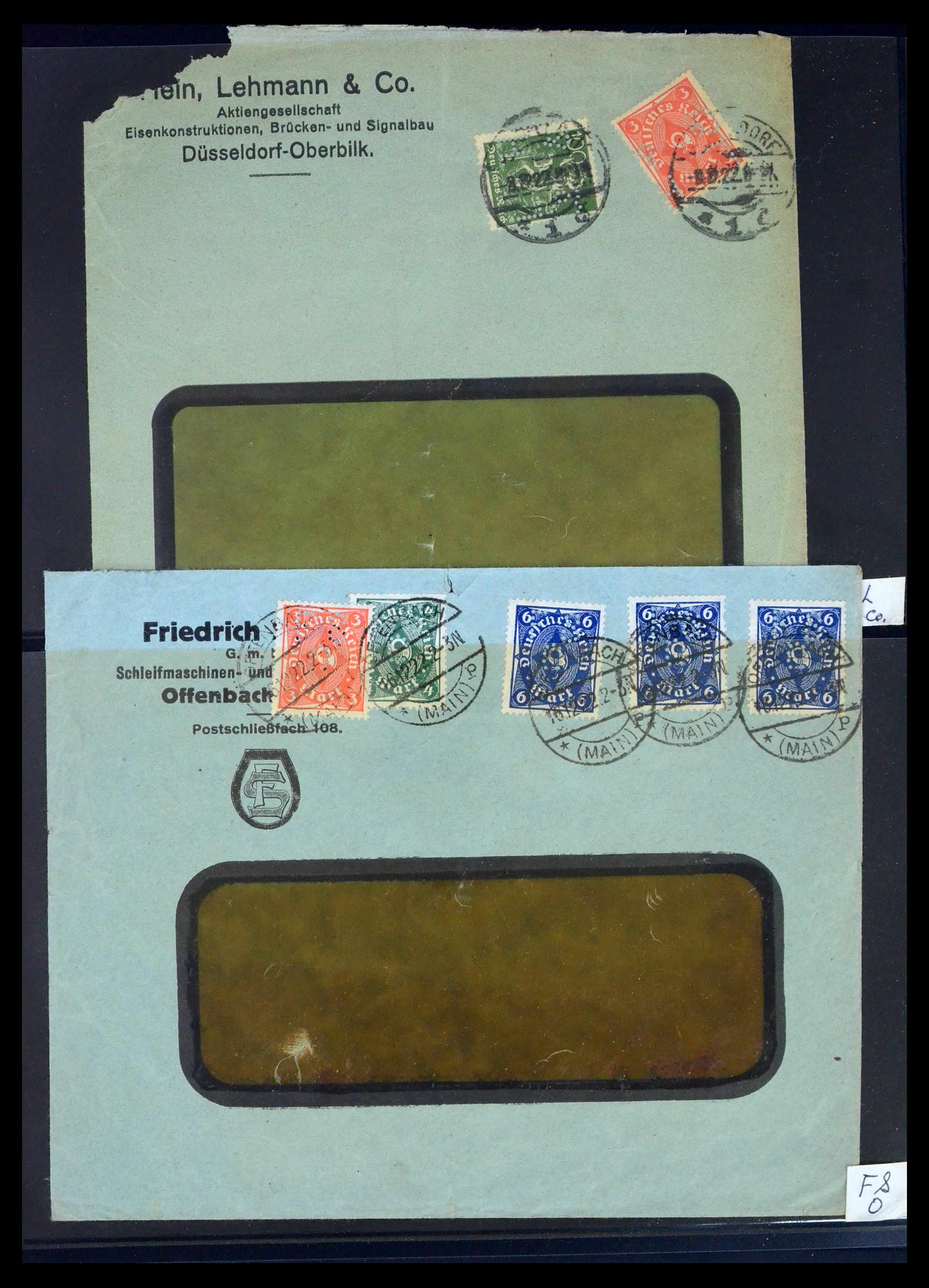 39464 0040 - Stamp collection 39464 German Reich perfins on cover 1886-1943.