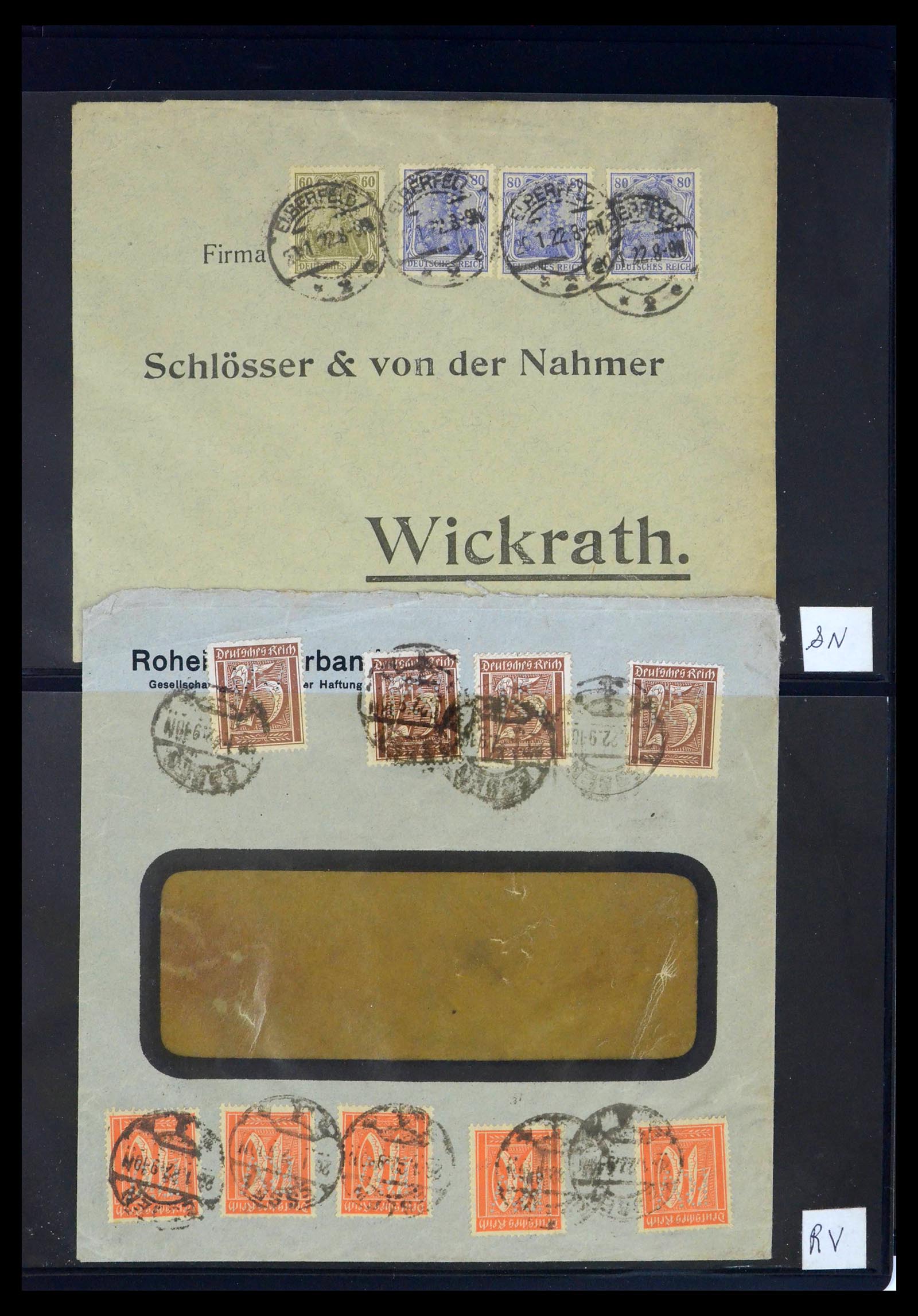 39464 0041 - Stamp collection 39464 German Reich perfins on cover 1886-1943.