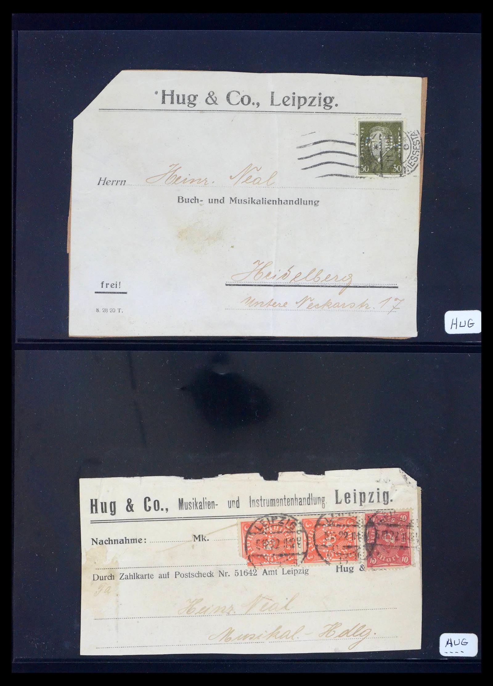 39464 0045 - Stamp collection 39464 German Reich perfins on cover 1886-1943.