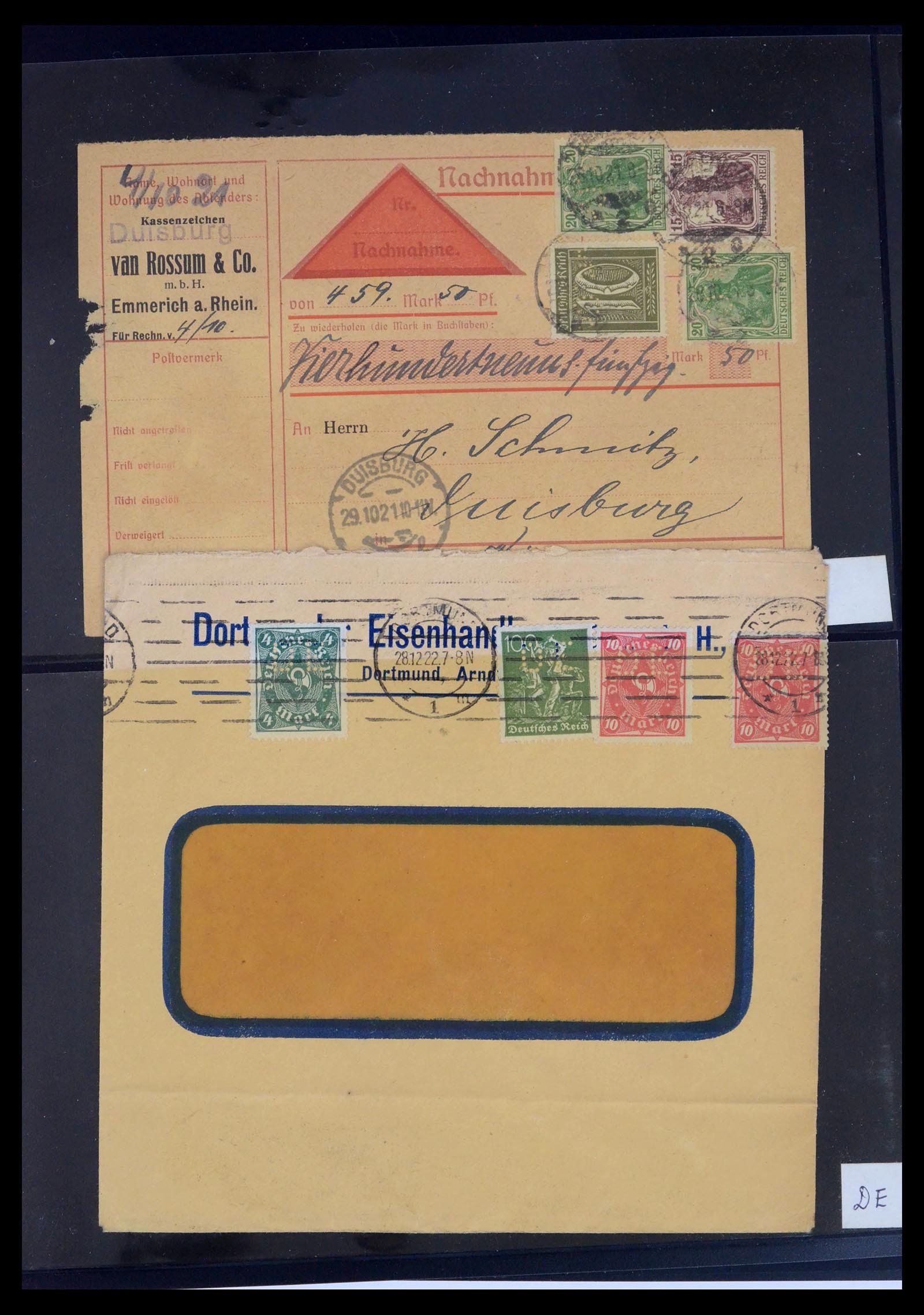 39464 0053 - Stamp collection 39464 German Reich perfins on cover 1886-1943.