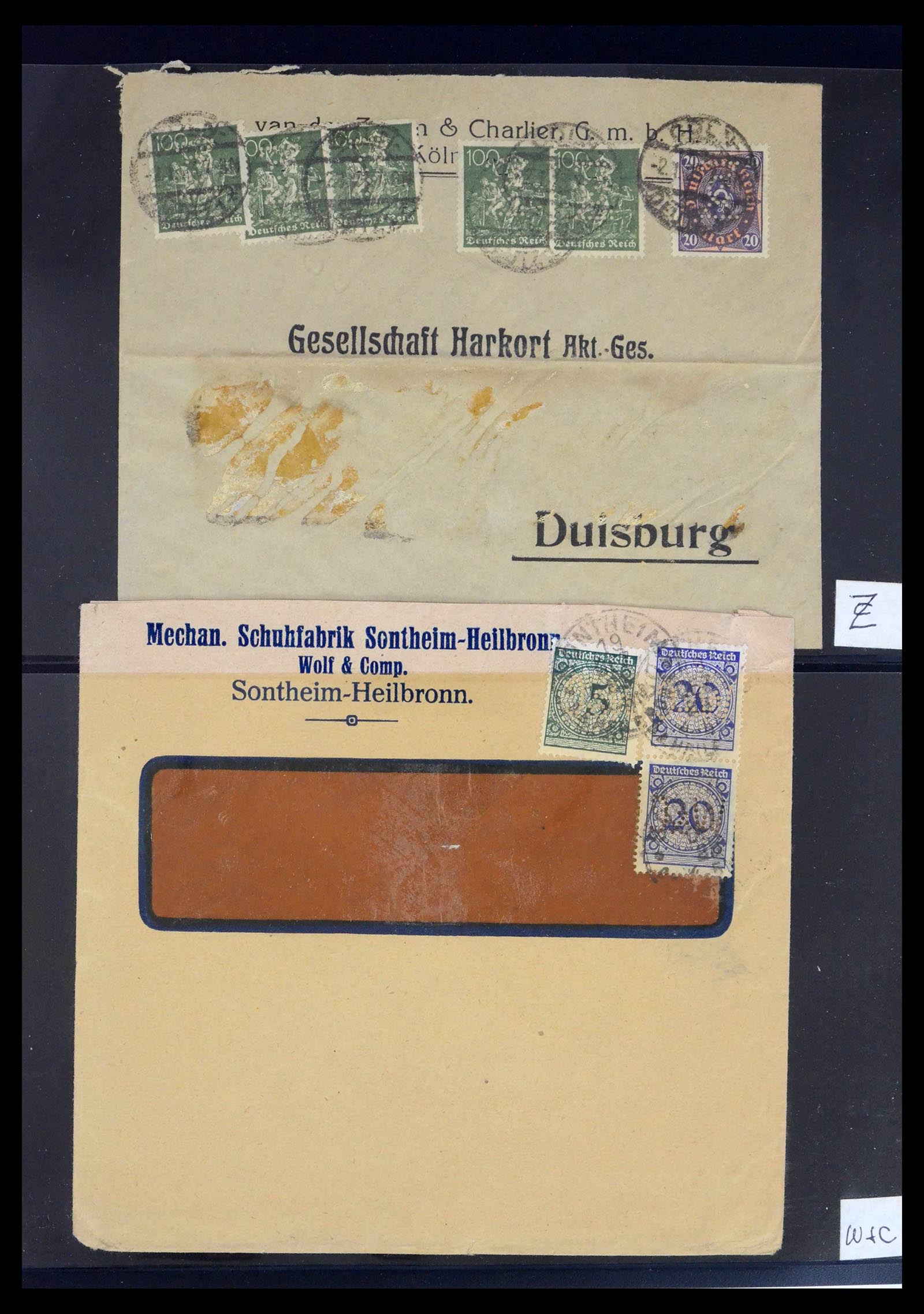 39464 0055 - Stamp collection 39464 German Reich perfins on cover 1886-1943.