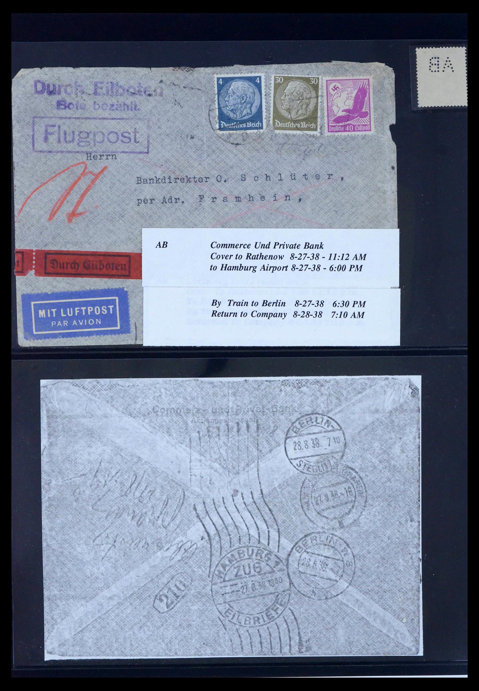 39464 0369 - Postzegelverzameling 39464 Duitse Rijk perfins op brief 1886-1943.