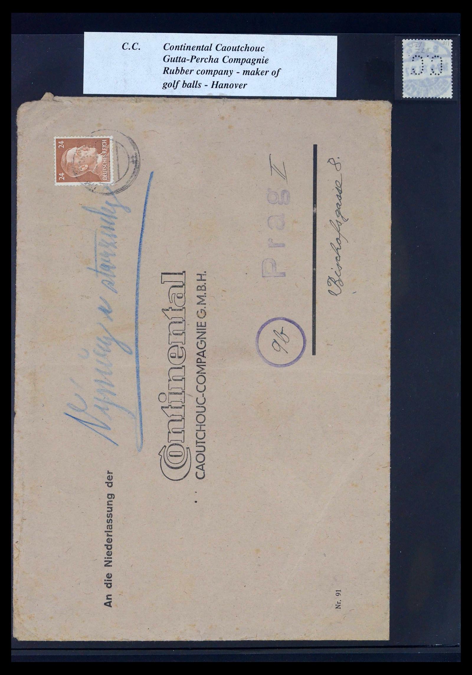 39464 0371 - Postzegelverzameling 39464 Duitse Rijk perfins op brief 1886-1943.