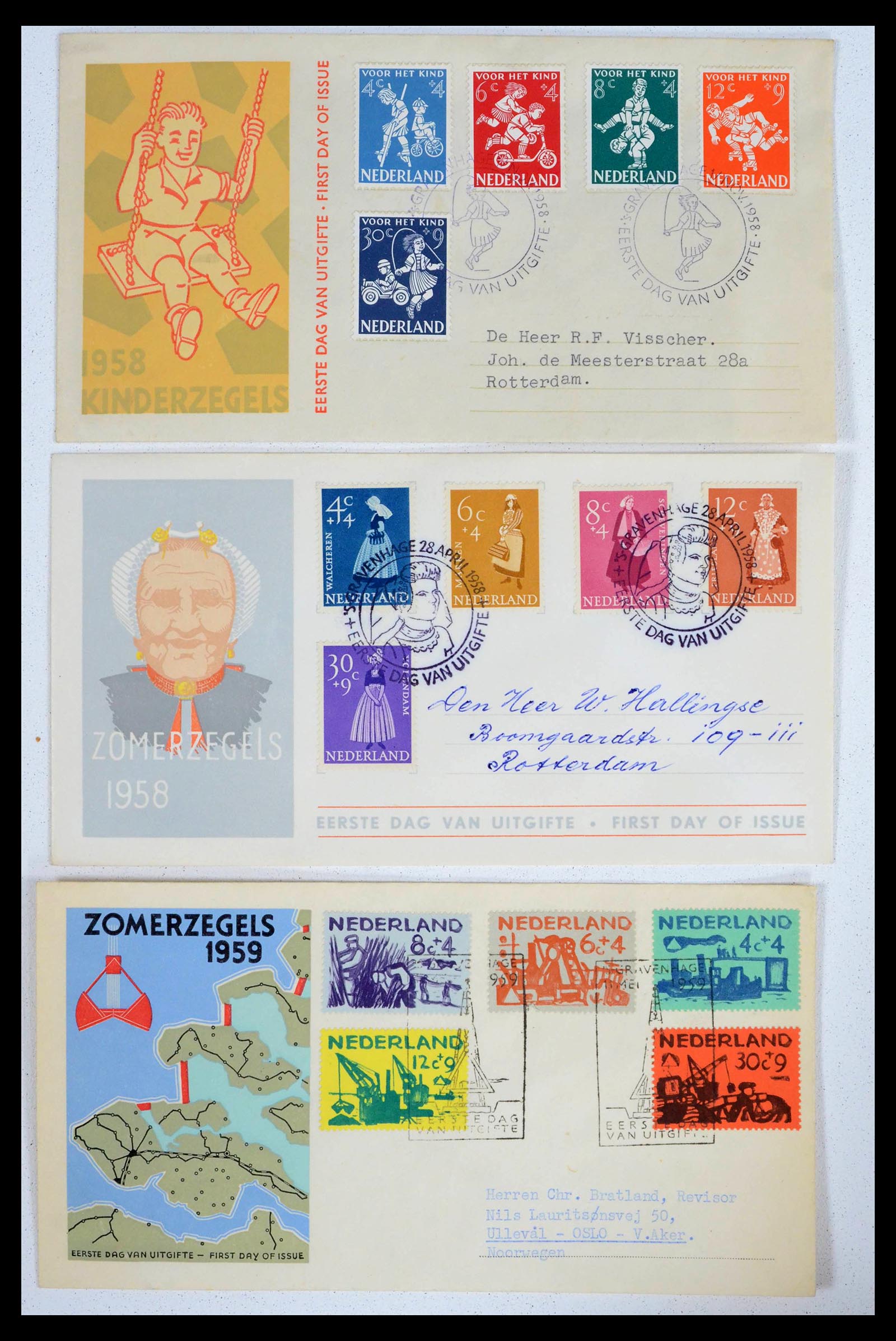 39473 0011 - Postzegelverzameling 39473 Nederland FDC's 1950-1960.