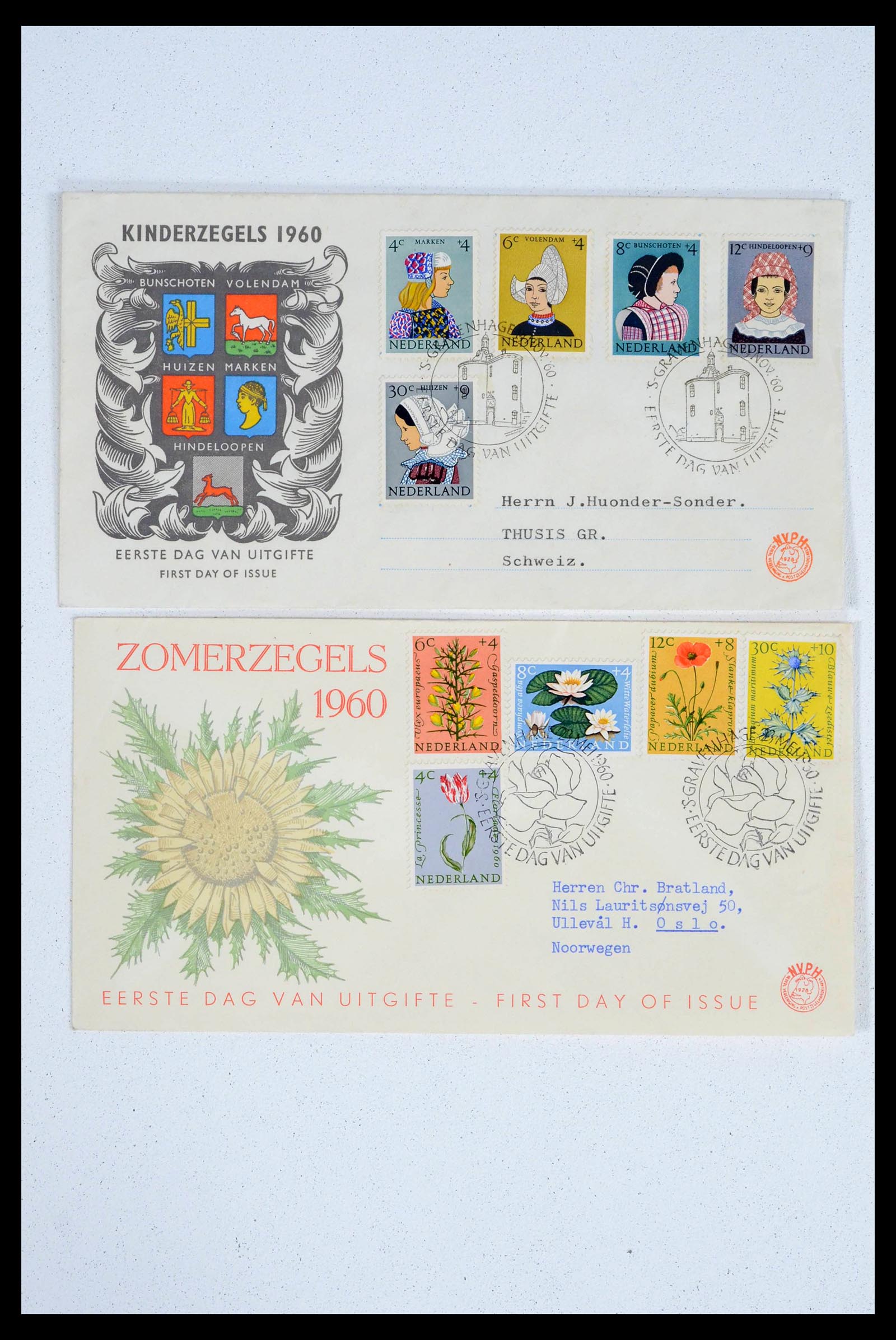 39473 0012 - Postzegelverzameling 39473 Nederland FDC's 1950-1960.