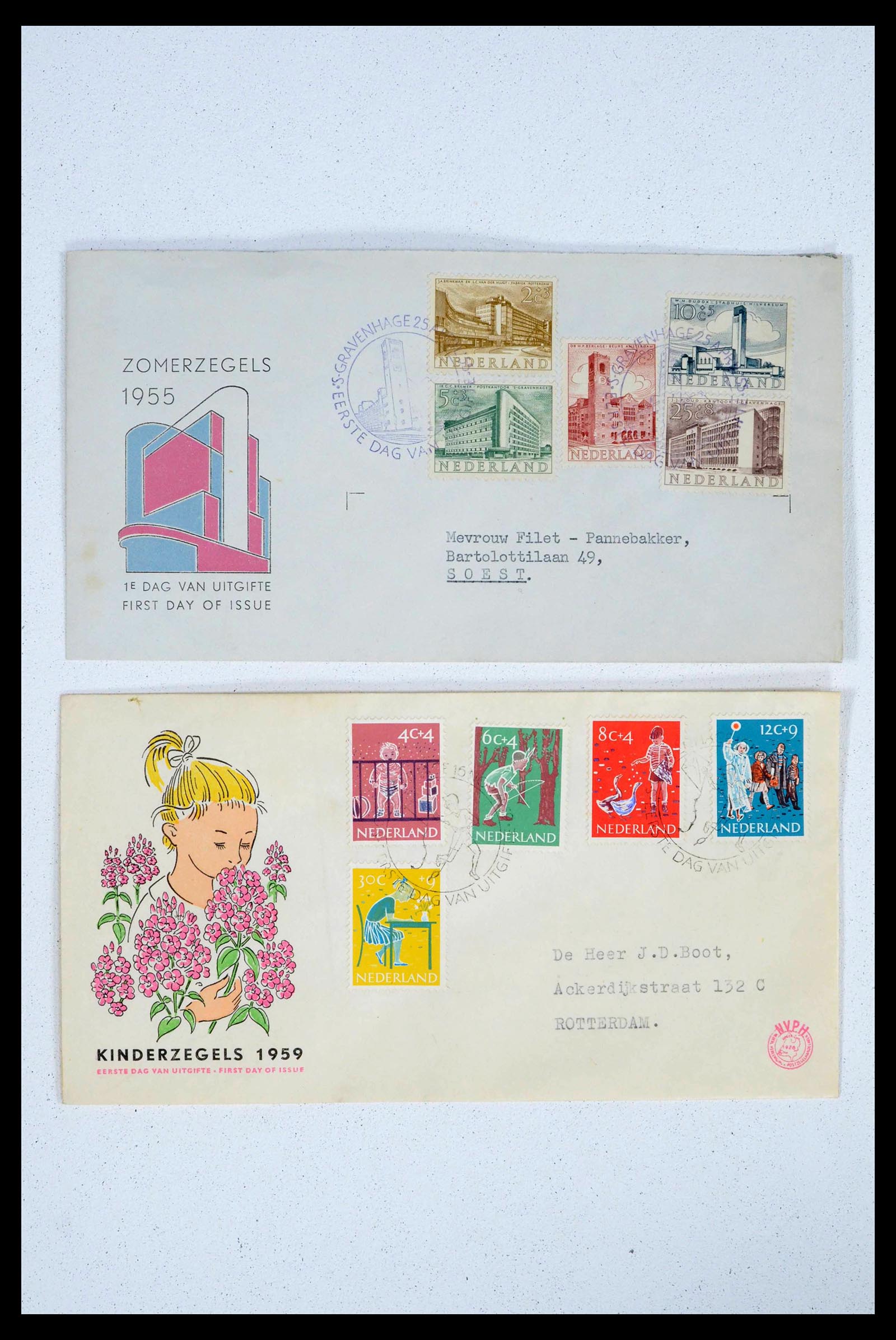 39473 0013 - Postzegelverzameling 39473 Nederland FDC's 1950-1960.