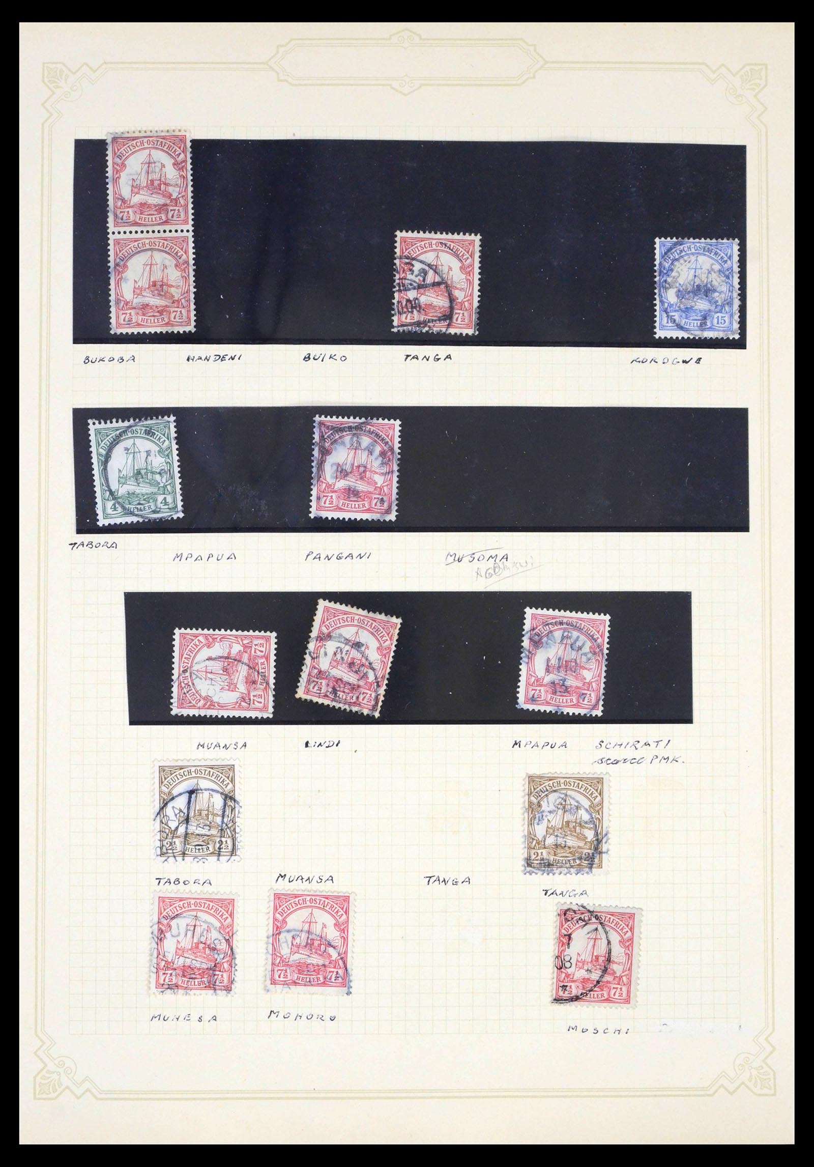 39508 0013 - Postzegelverzameling 39508 Duits Oost Afrika stempels.