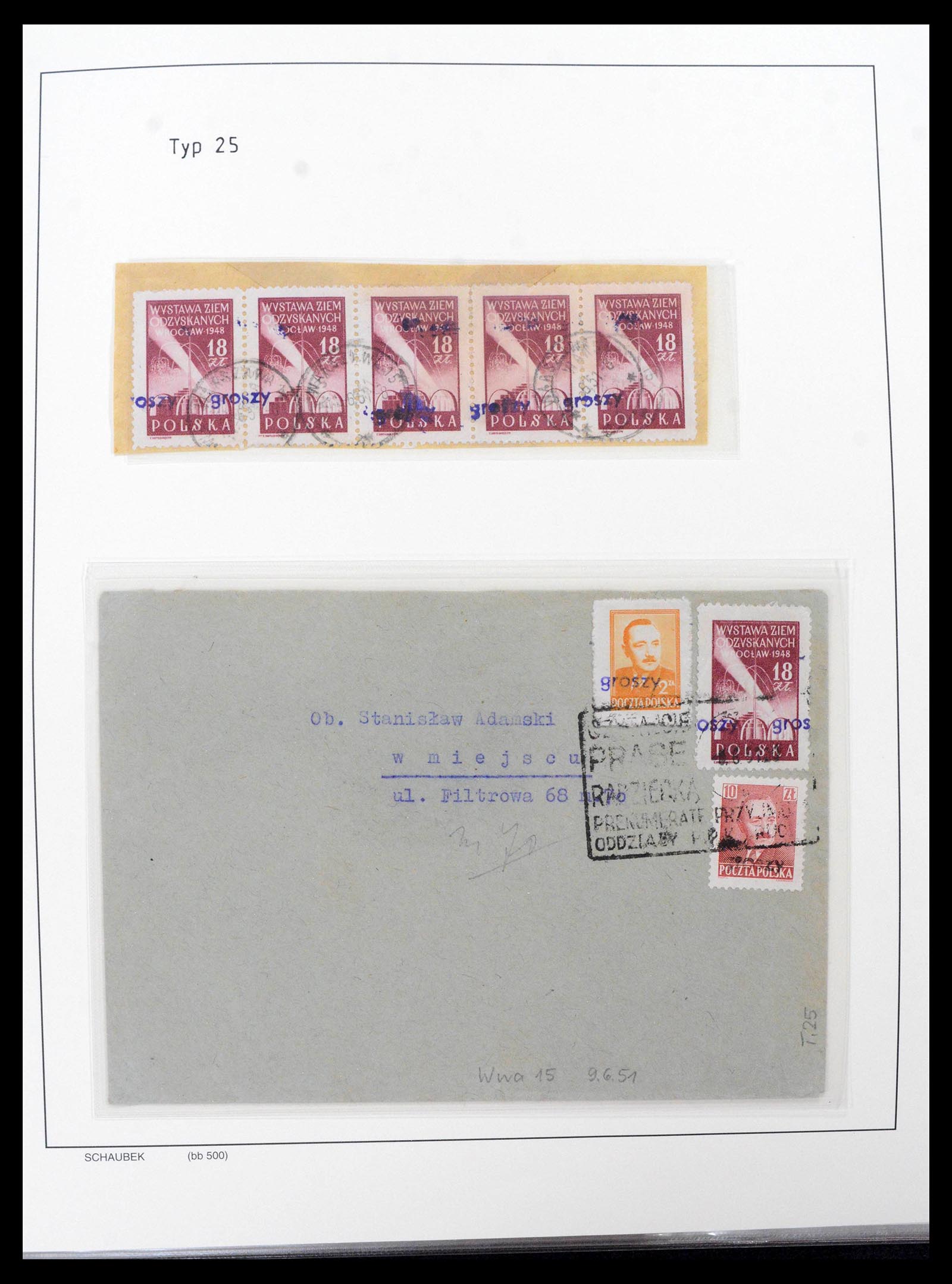 39525 0010 - Postzegelverzameling 39525 Polen Groszy brieven 1950.