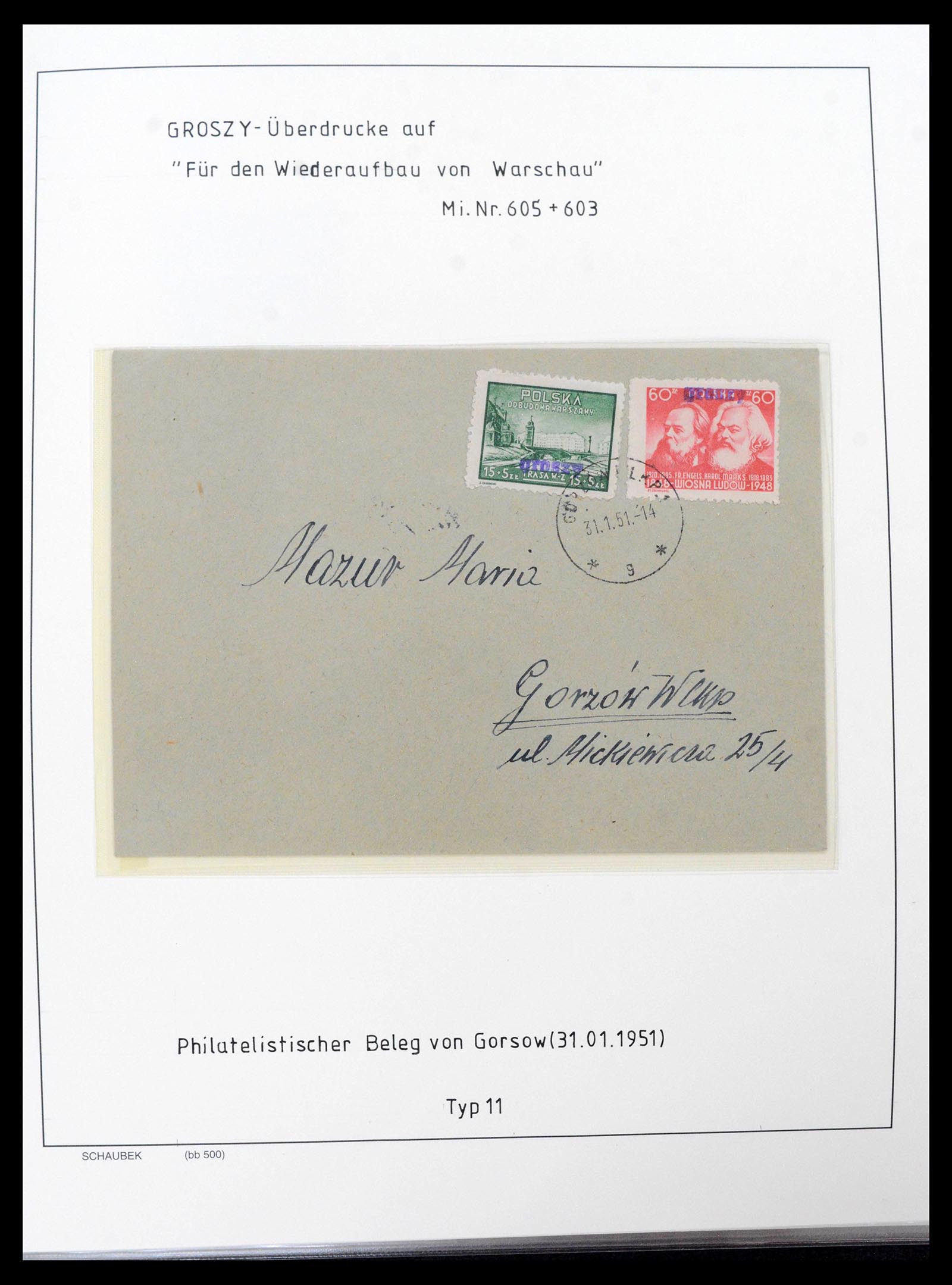 39525 0015 - Postzegelverzameling 39525 Polen Groszy brieven 1950.