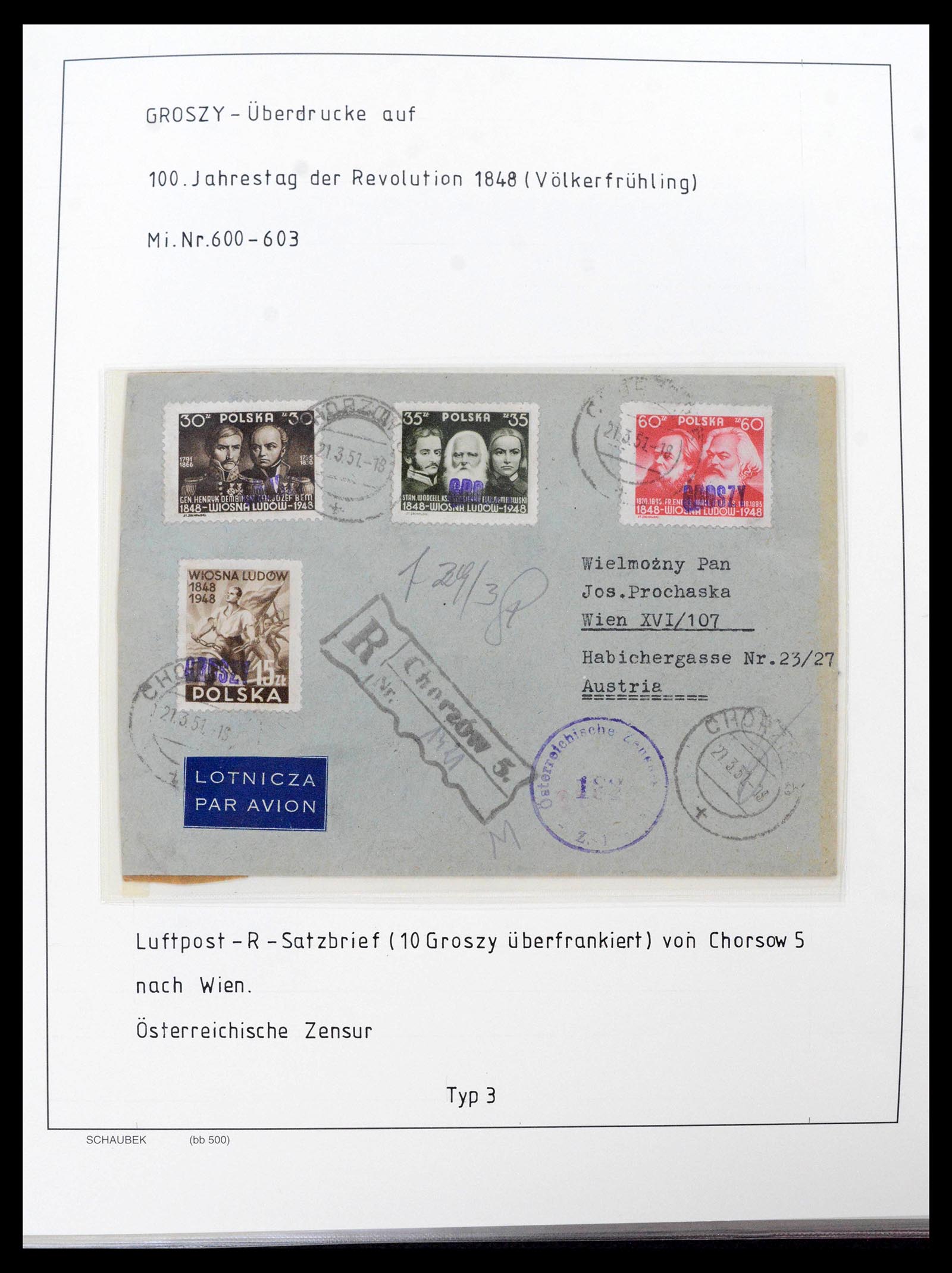 39525 0019 - Postzegelverzameling 39525 Polen Groszy brieven 1950.