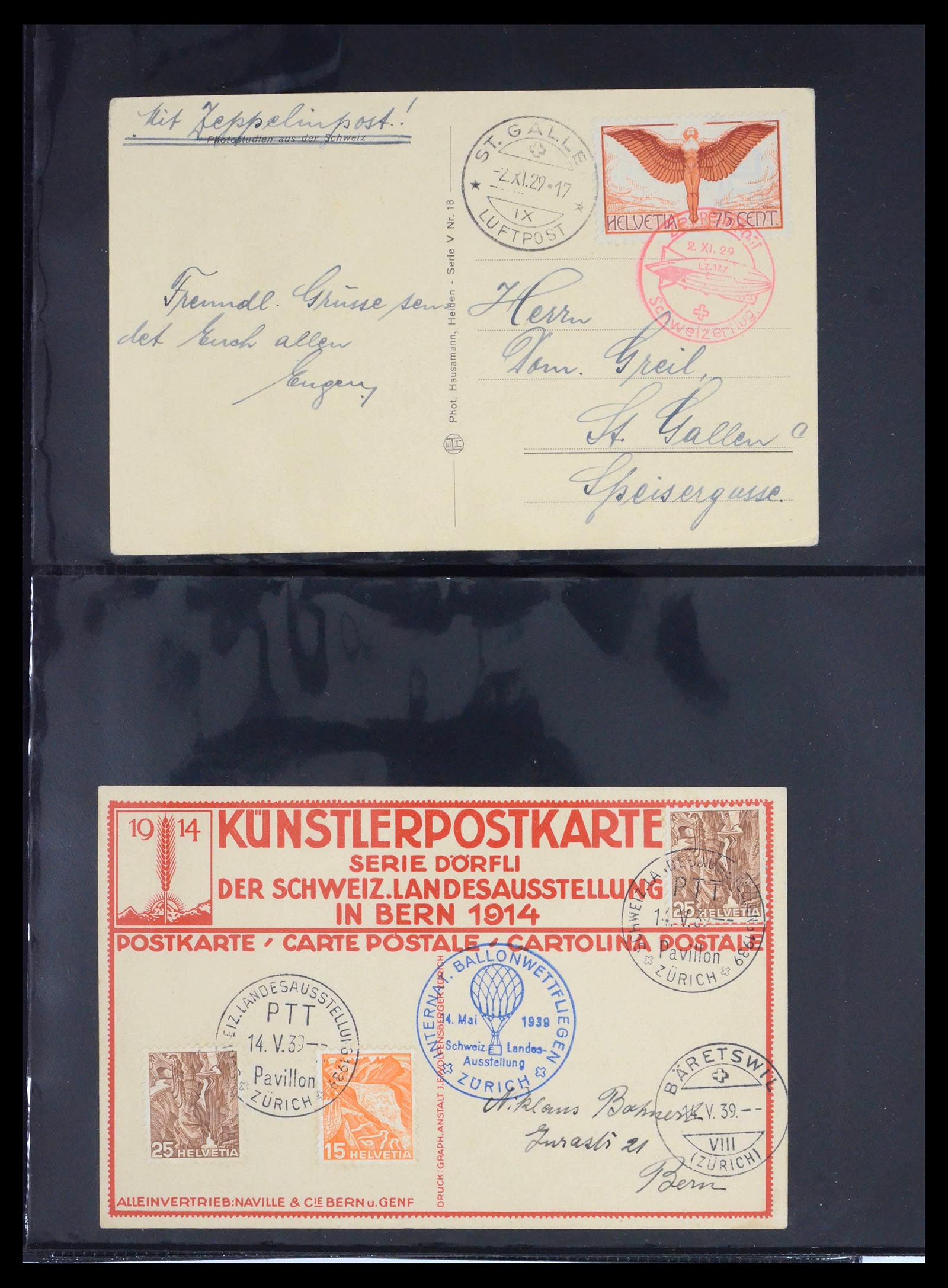 39533 0004 - Postzegelverzameling 39533 Zwitserland luchtpost brieven 1925-1960.