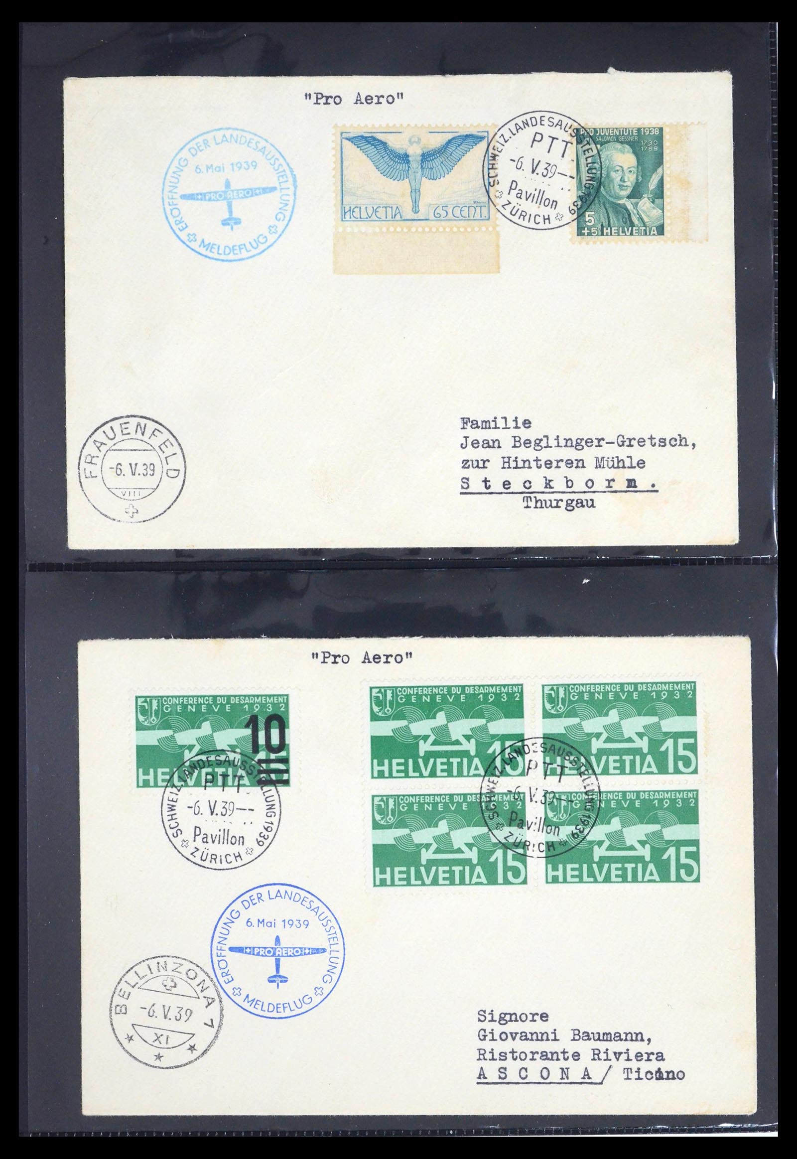 39533 0015 - Postzegelverzameling 39533 Zwitserland luchtpost brieven 1925-1960.
