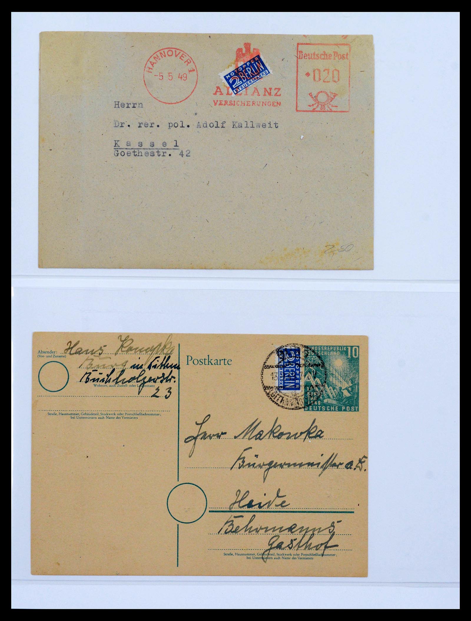 39595 0001 - Postzegelverzameling 39595 Bundespost brieven 1949-1953.