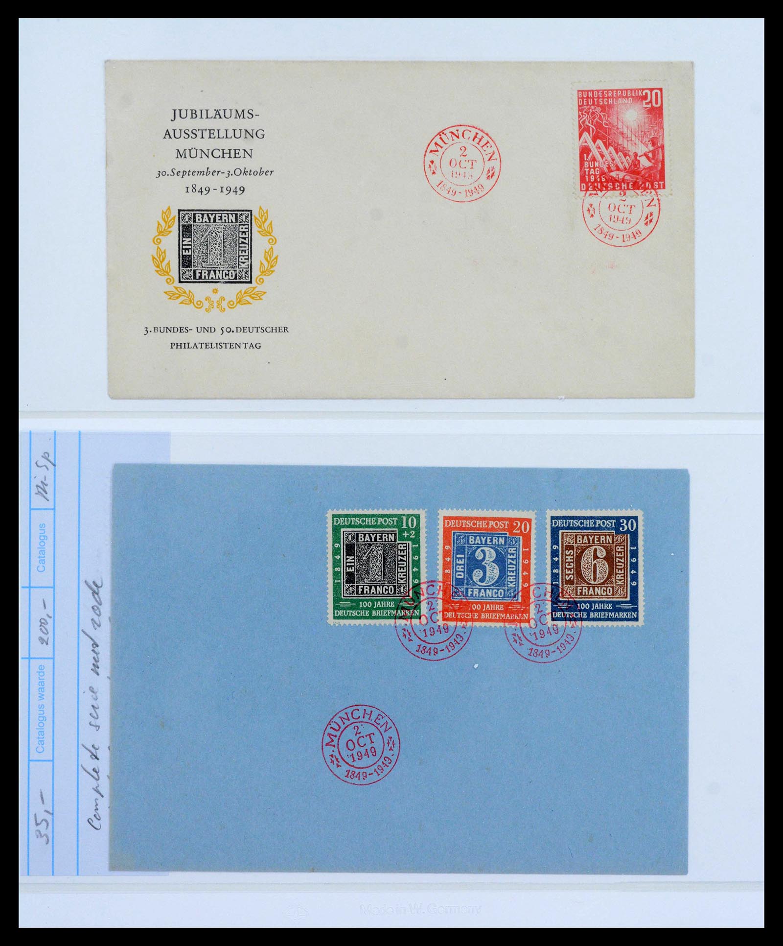 39595 0009 - Postzegelverzameling 39595 Bundespost brieven 1949-1953.