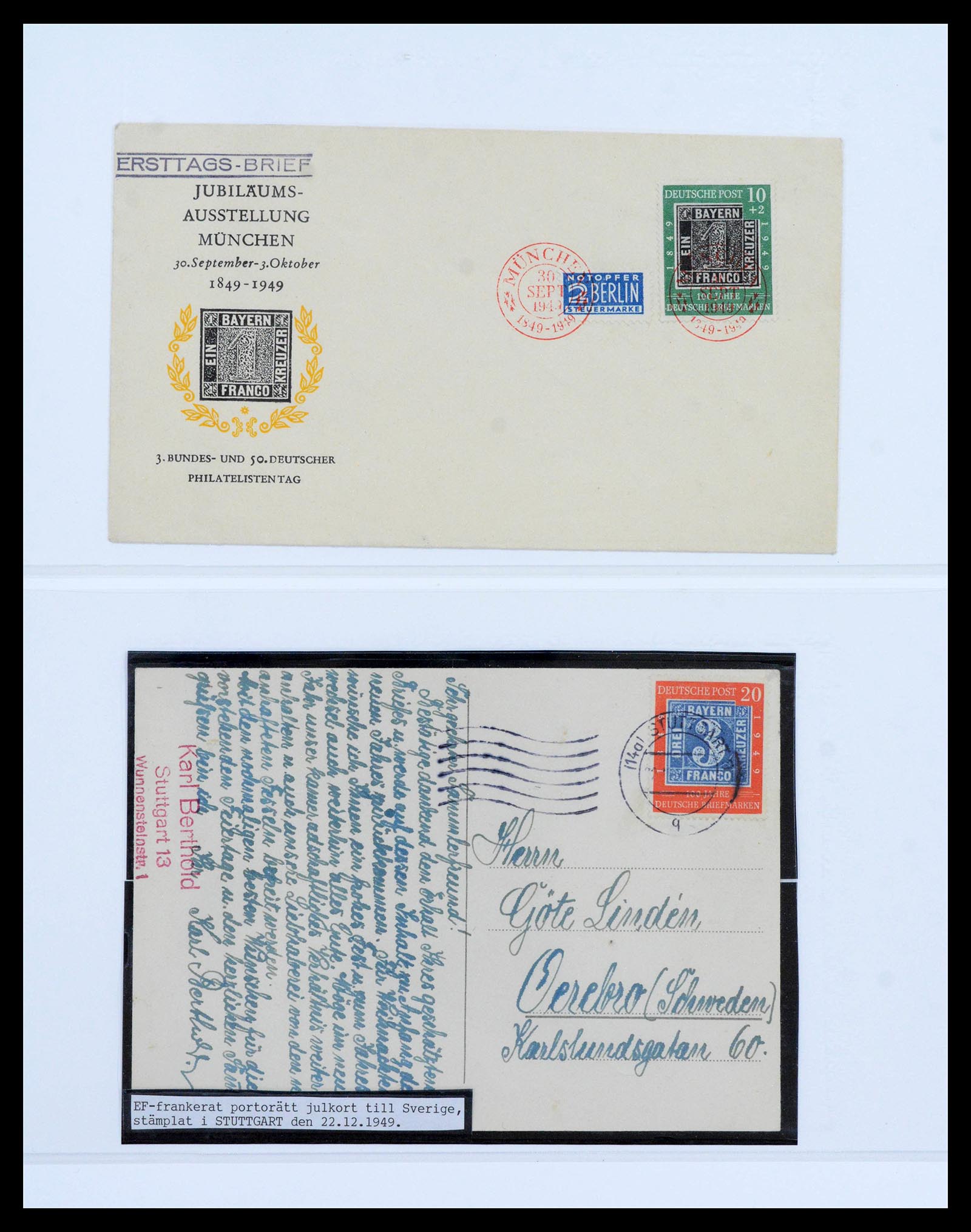 39595 0012 - Postzegelverzameling 39595 Bundespost brieven 1949-1953.