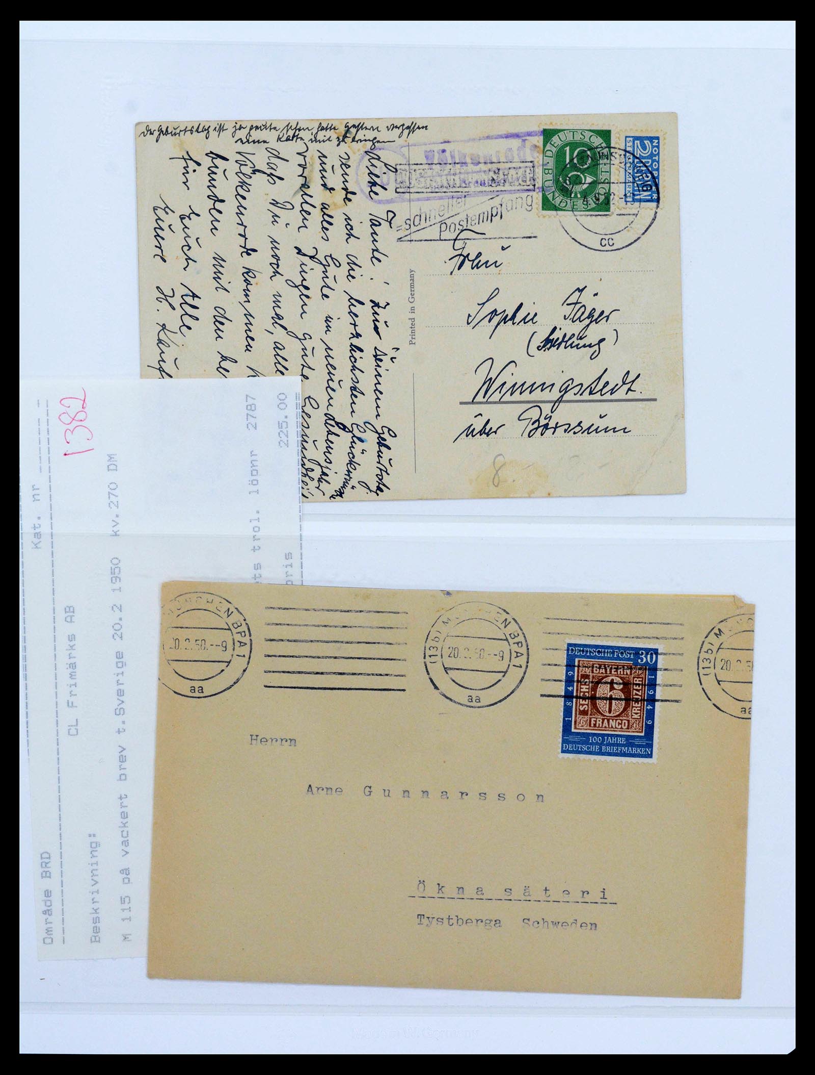 39595 0013 - Postzegelverzameling 39595 Bundespost brieven 1949-1953.