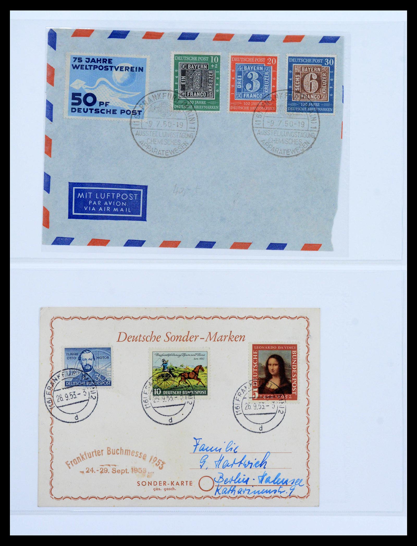 39595 0014 - Postzegelverzameling 39595 Bundespost brieven 1949-1953.