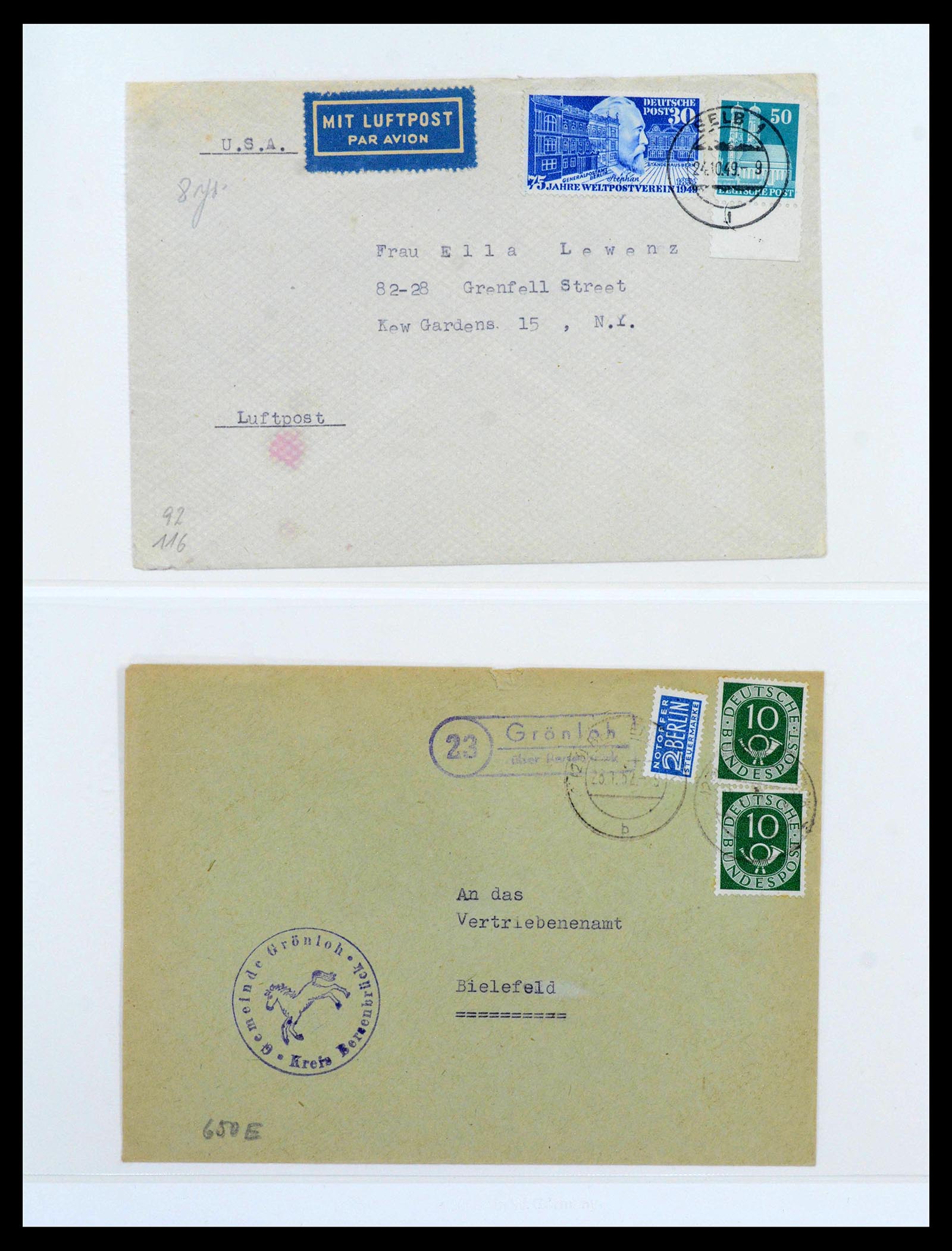 39595 0018 - Postzegelverzameling 39595 Bundespost brieven 1949-1953.