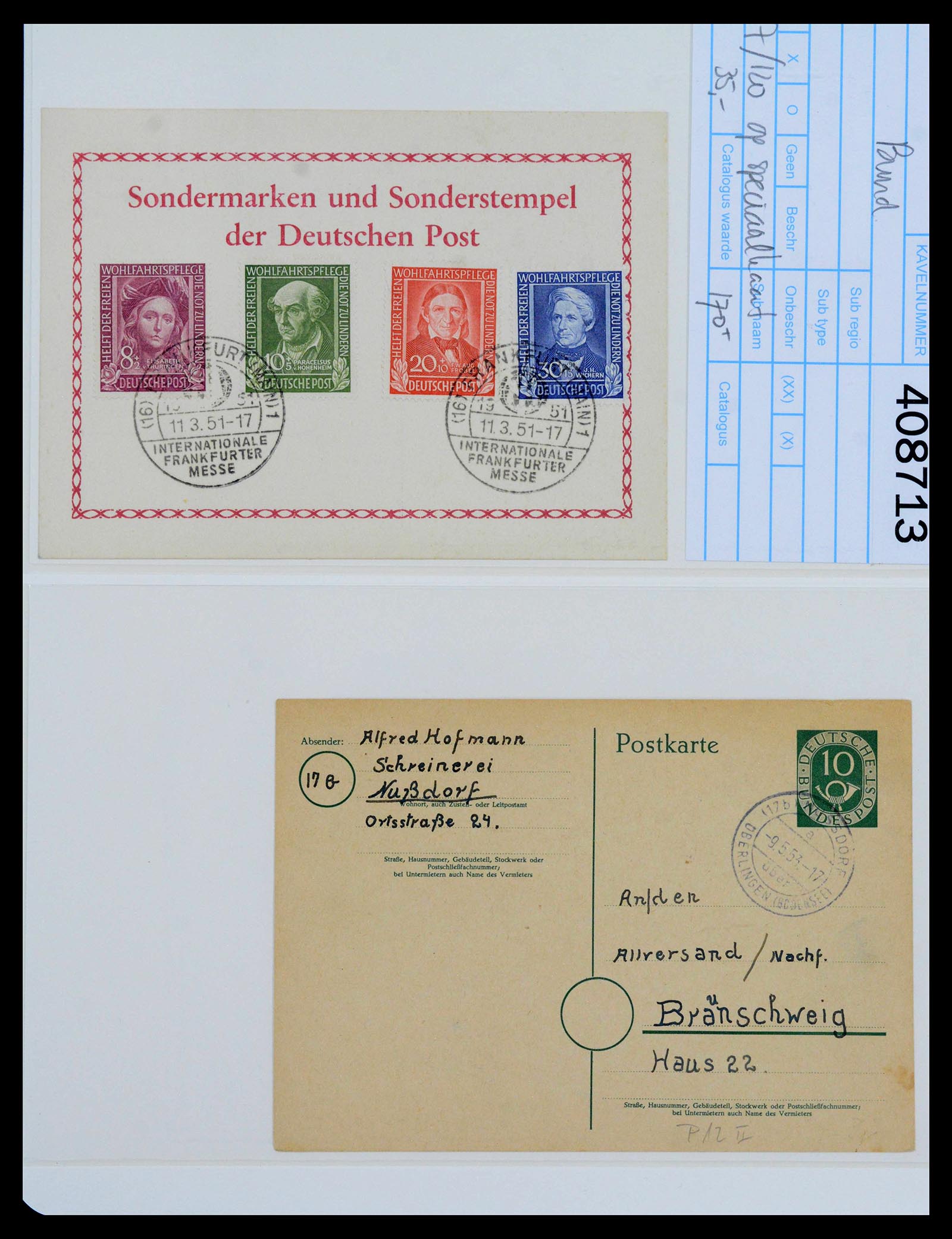 39595 0019 - Postzegelverzameling 39595 Bundespost brieven 1949-1953.