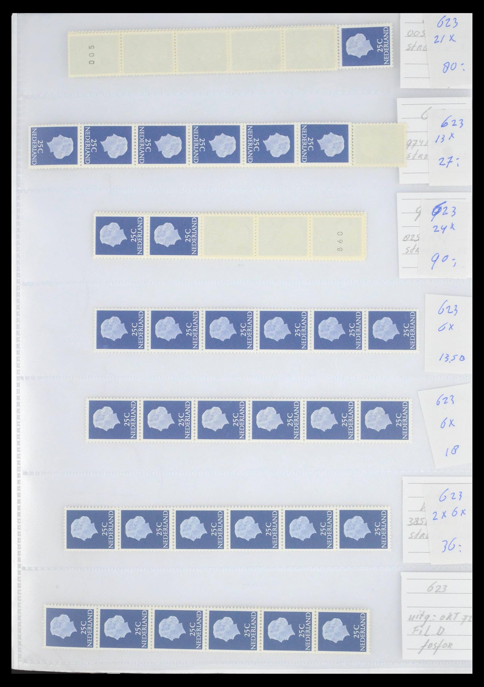 39603 0014 - Postzegelverzameling 39603 Nederland rolzegels 1945-2010.