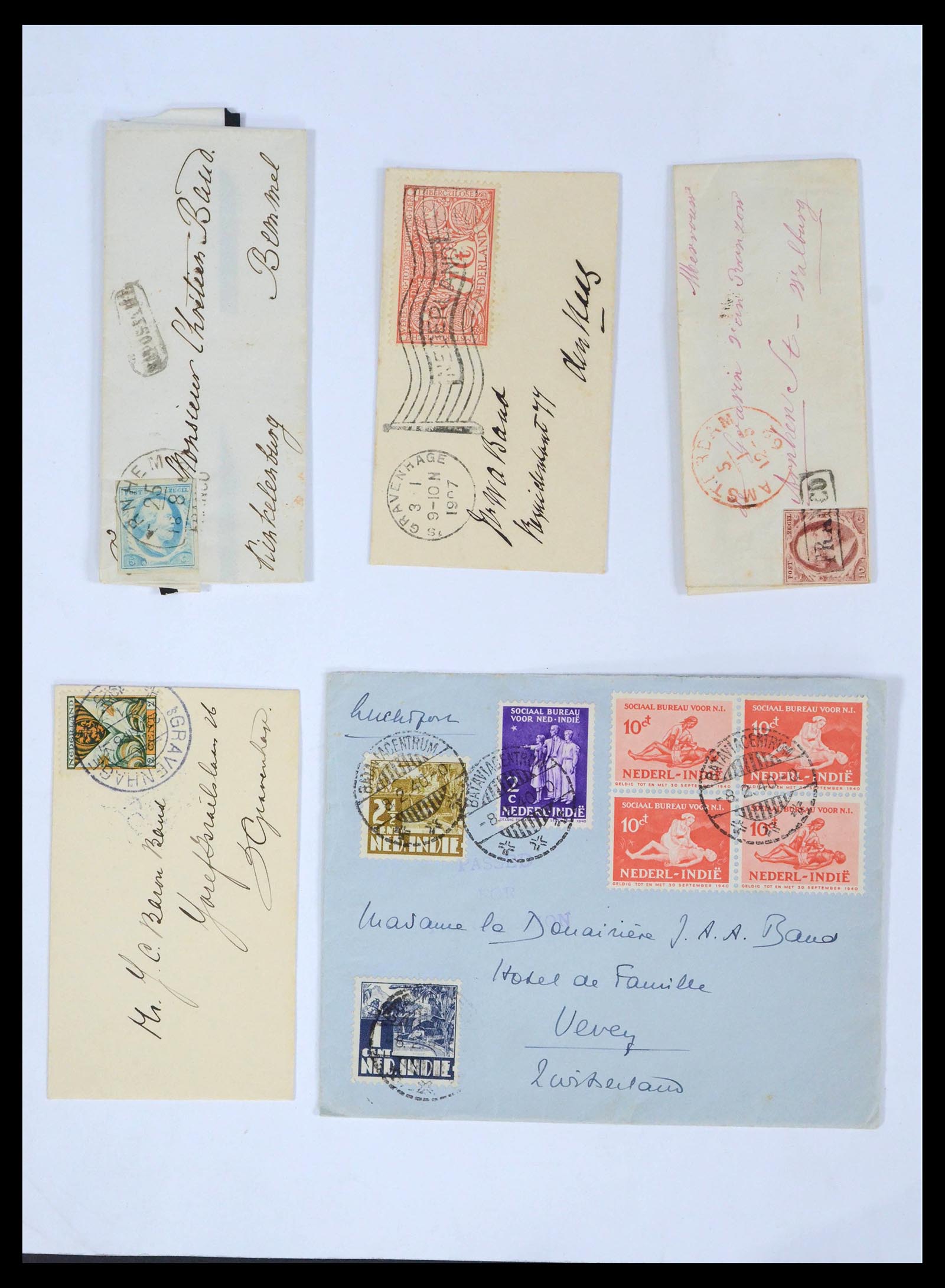 39622 0005 - Postzegelverzameling 39622 Nederland en gebieden brieven 1852-1962.