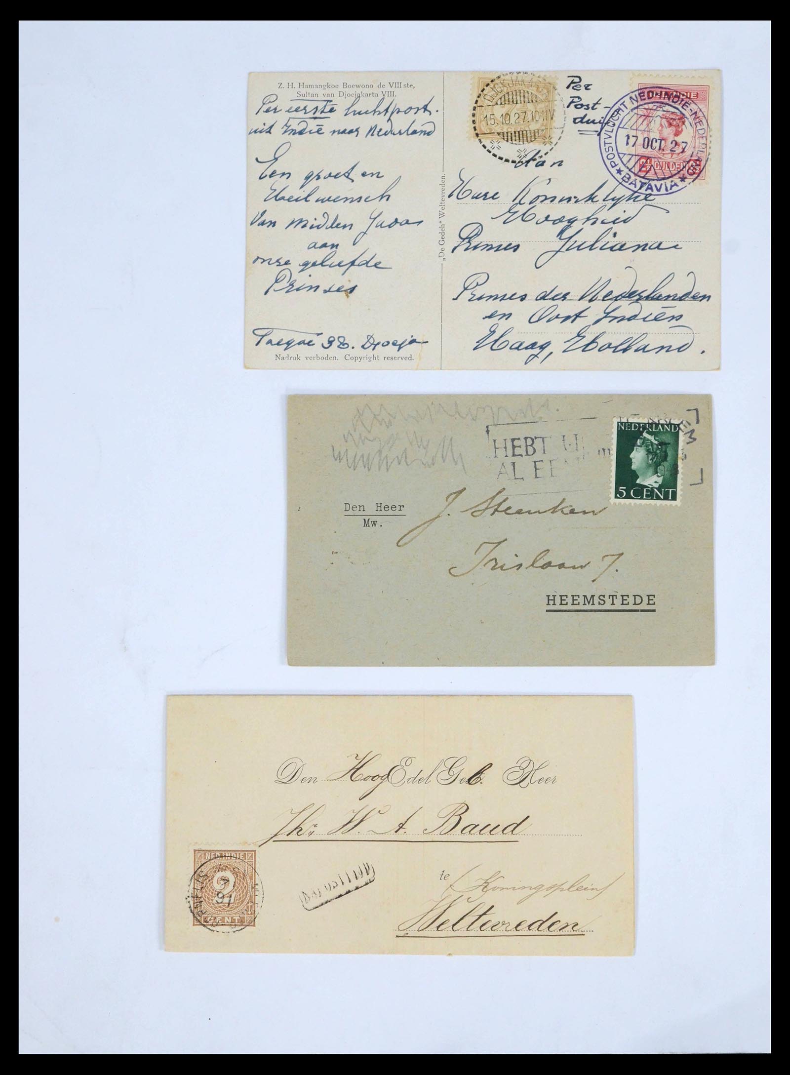 39622 0009 - Postzegelverzameling 39622 Nederland en gebieden brieven 1852-1962.