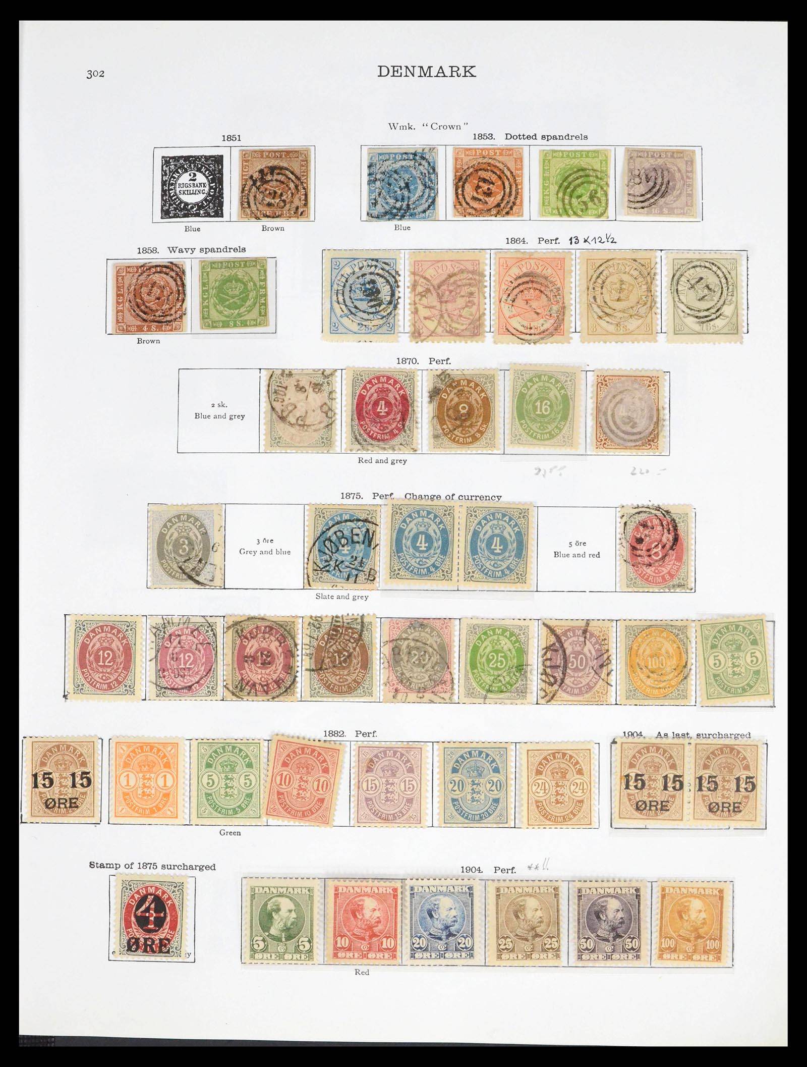 39640 0002 - Postzegelverzameling 39640 Denemarken 1851-1935.