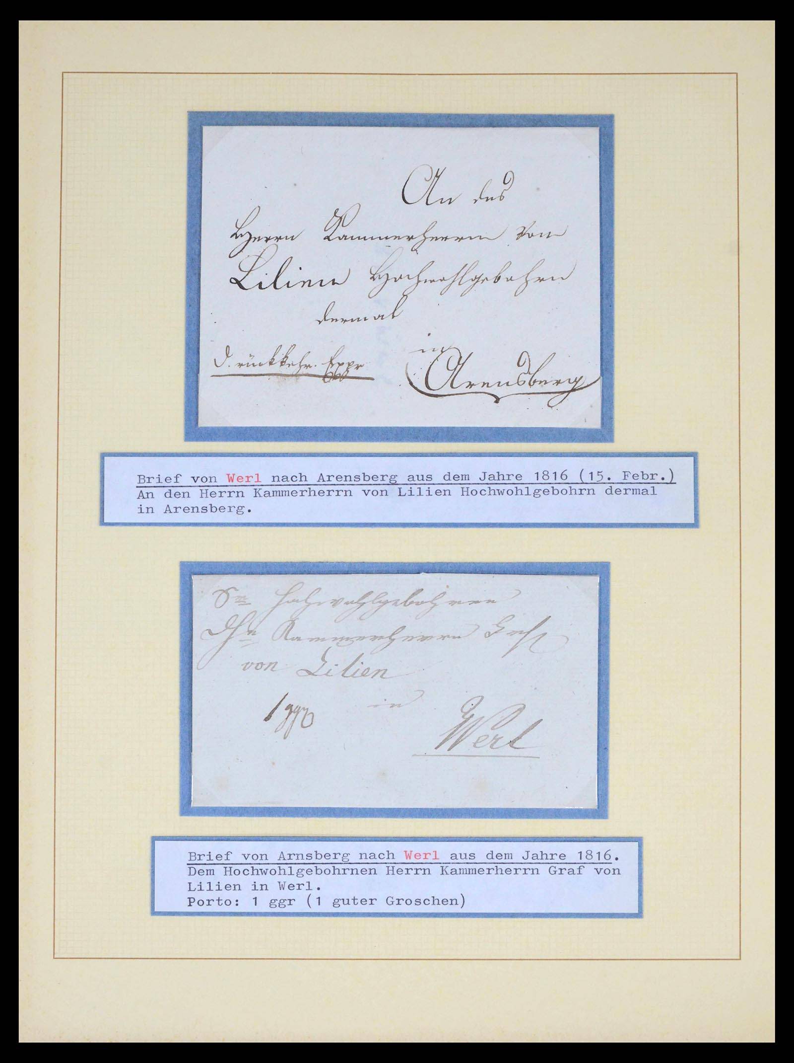 39658 0008 - Postzegelverzameling 39658 Duitsland brieven Werl 1724(!)-1890.