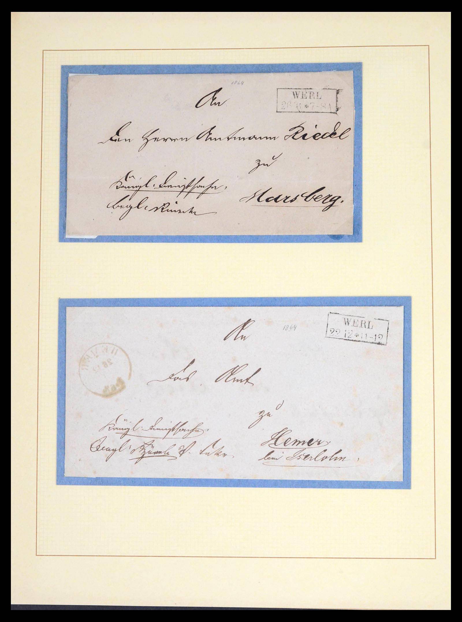 39658 0020 - Postzegelverzameling 39658 Duitsland brieven Werl 1724(!)-1890.