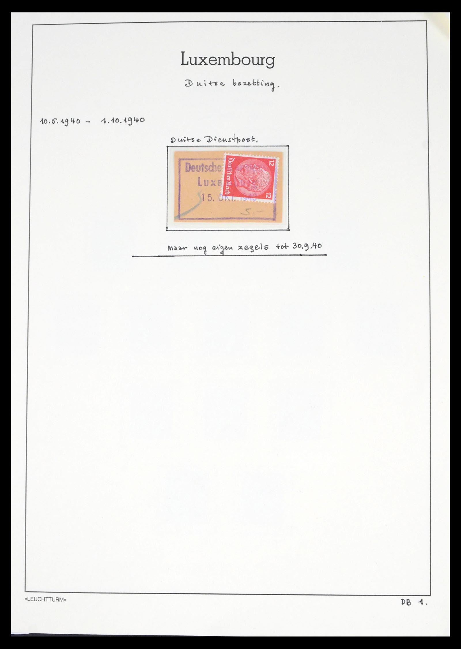 39673 0001 - Postzegelverzameling 39673 Duitse bezetting Luxemburg 1940-1944.