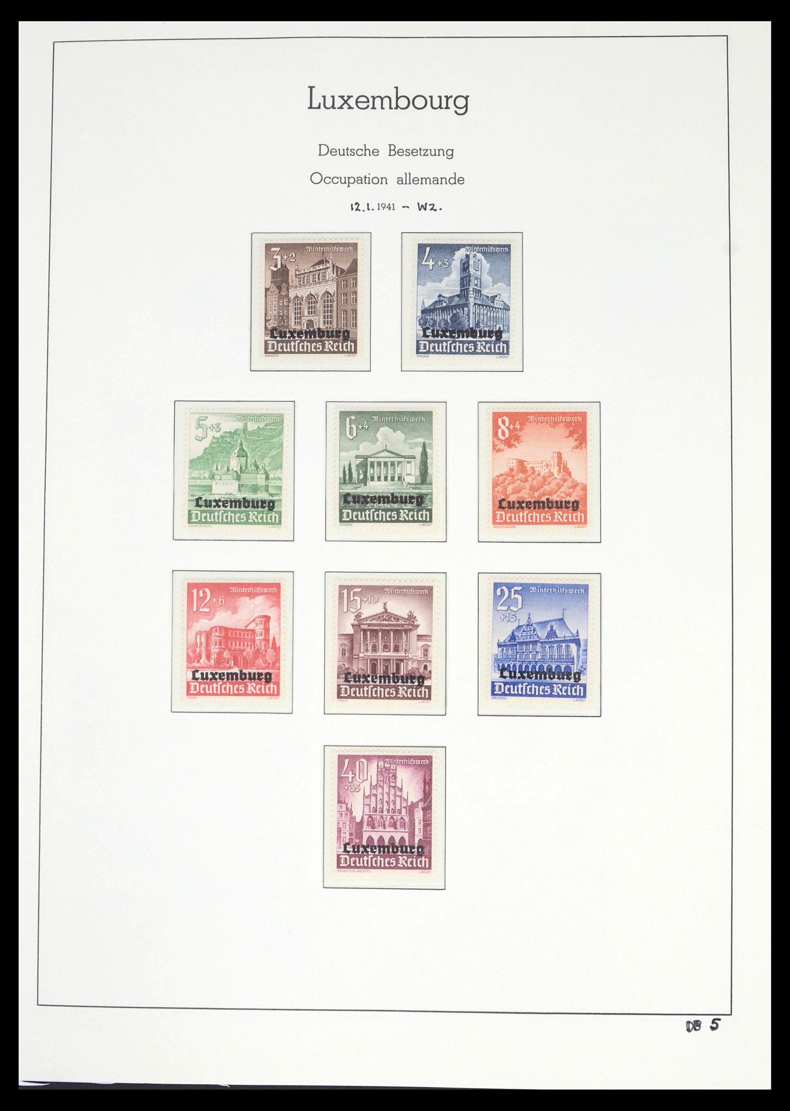 39673 0005 - Postzegelverzameling 39673 Duitse bezetting Luxemburg 1940-1944.