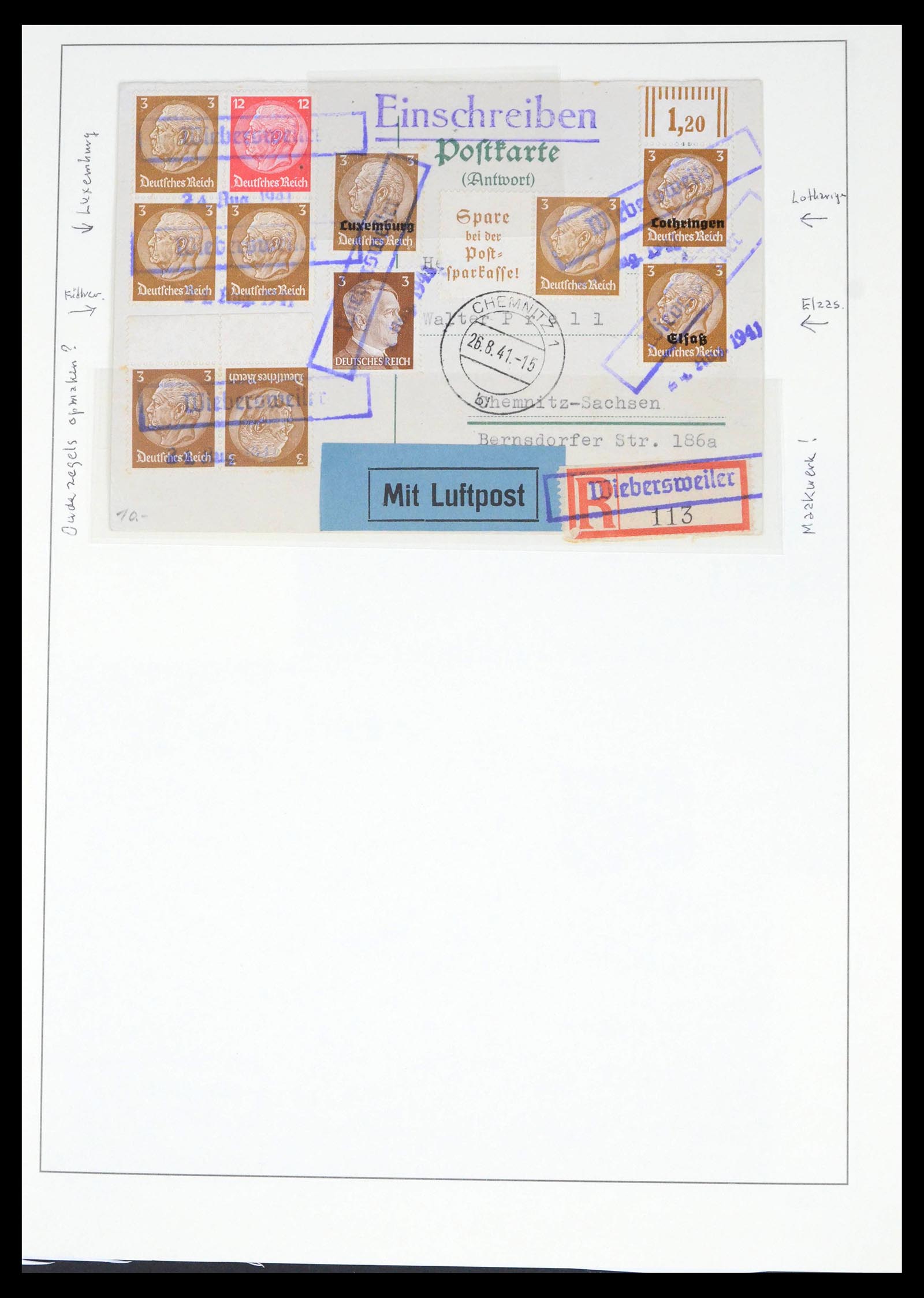 39673 0008 - Postzegelverzameling 39673 Duitse bezetting Luxemburg 1940-1944.