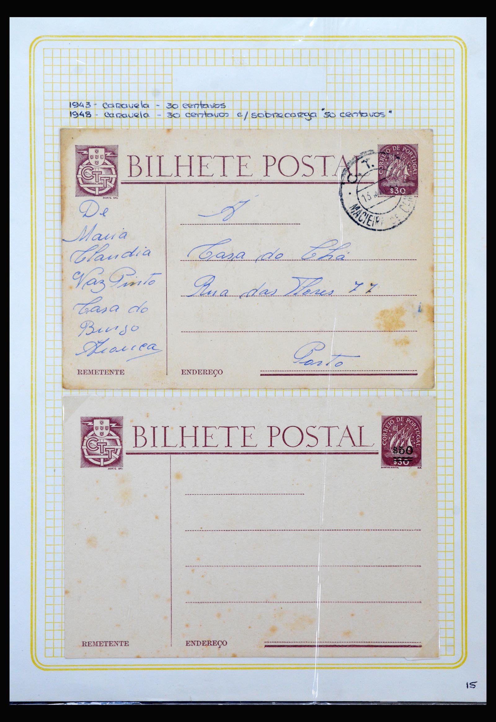 39707 0013 - Postzegelverzameling 39707 Portugal postwaardestukken 1880-1985.