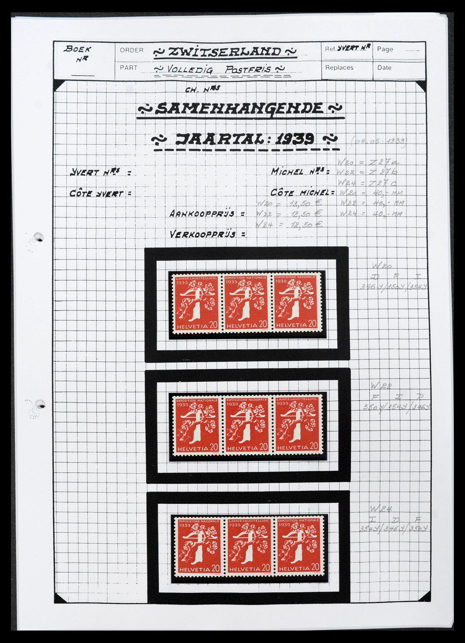 39871 0020 - Stamp collection 39871 Switzerland combinations 1909-1953.