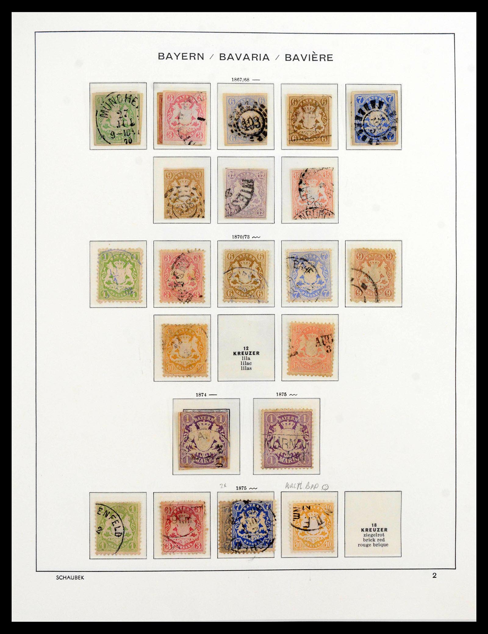 39894 0003 - Postzegelverzameling 39894 Beieren 1849-1920.