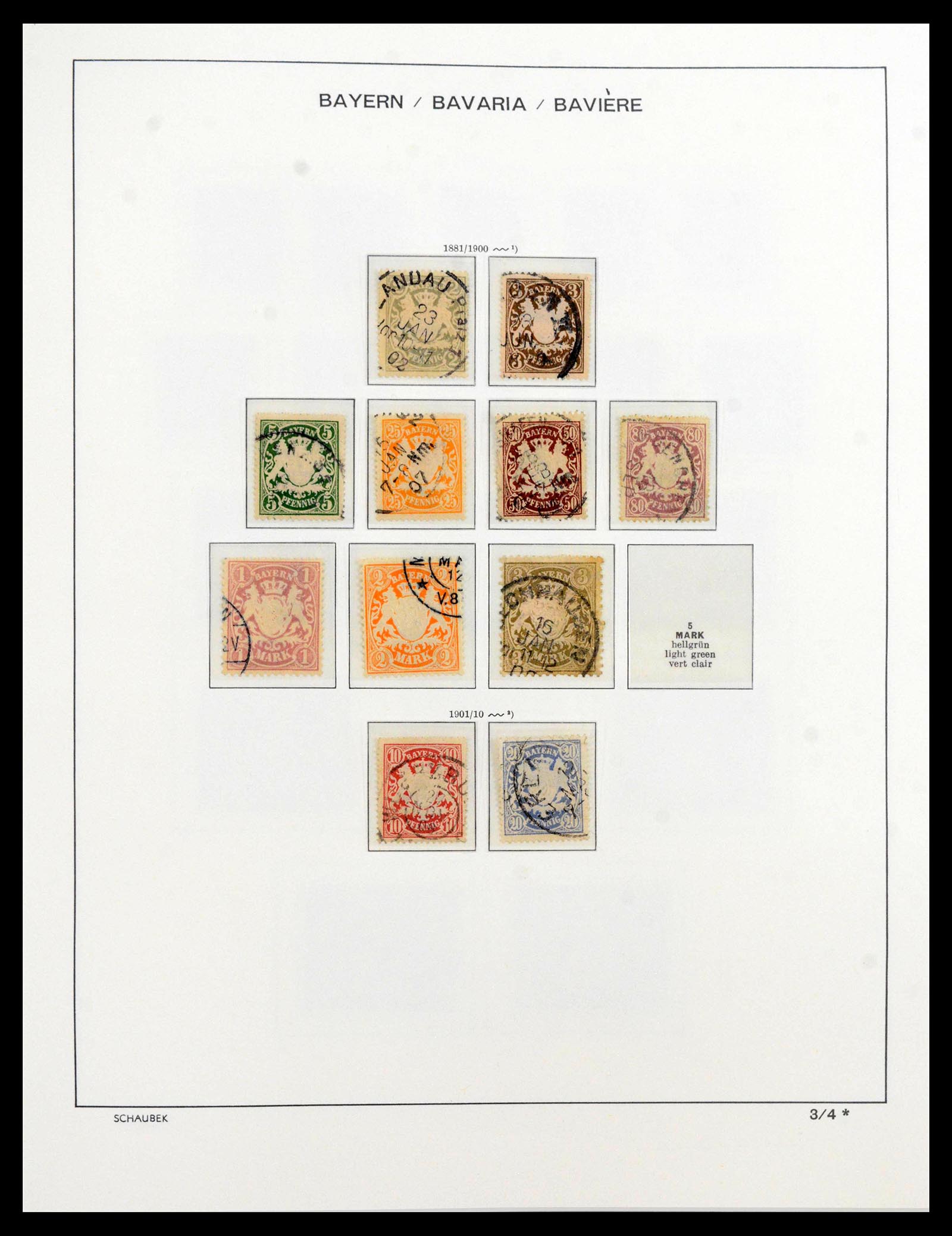 39894 0007 - Postzegelverzameling 39894 Beieren 1849-1920.