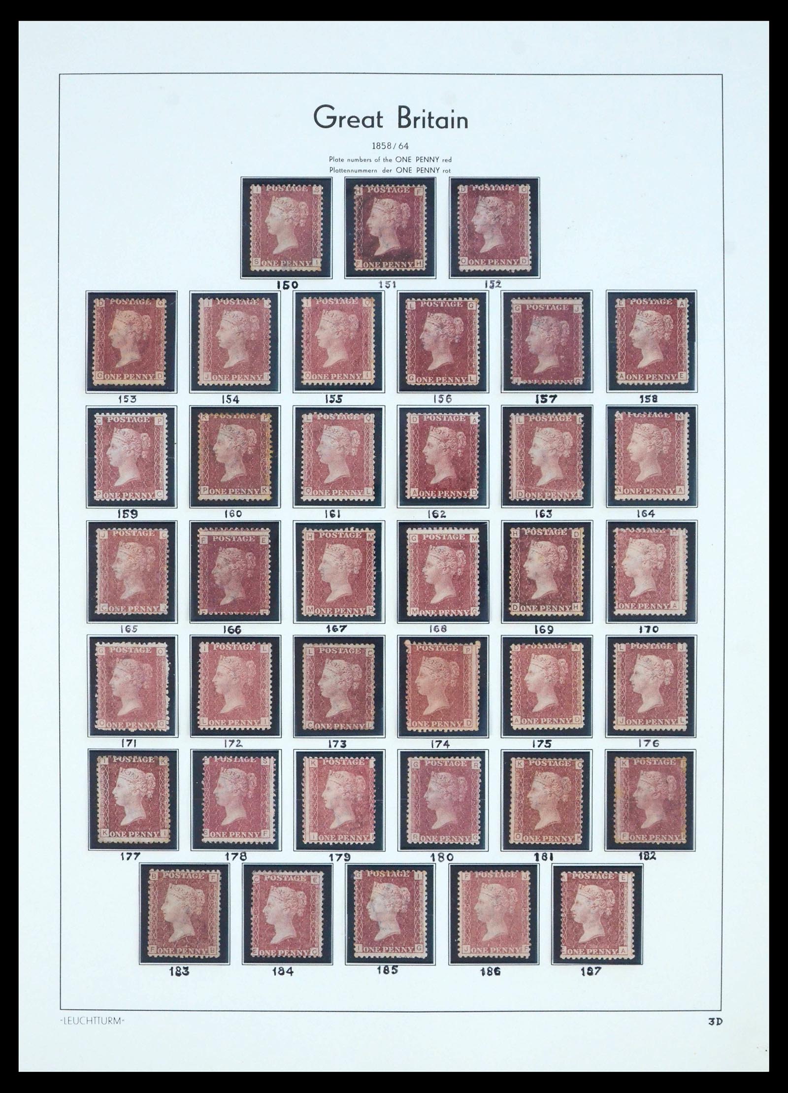 39936 0003 - Stamp collection 39936 Great Britain penny reds 1858-1864. 39936 0003 - Stamp collection 39936 Great Britain penny reds 1858-1864.