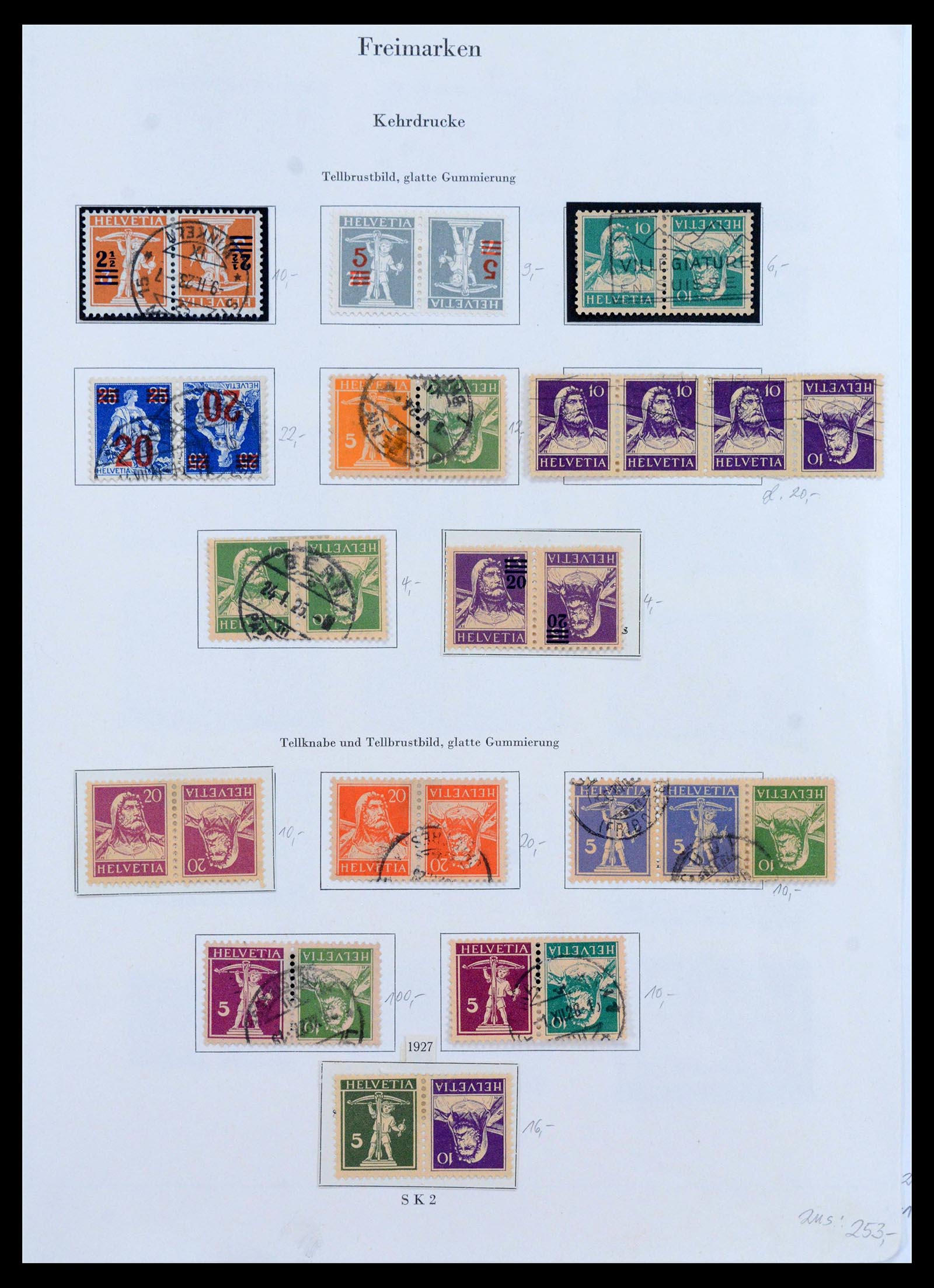 39972 0010 - Postzegelverzameling 39972 Zwitserland combinaties 1909-1997.