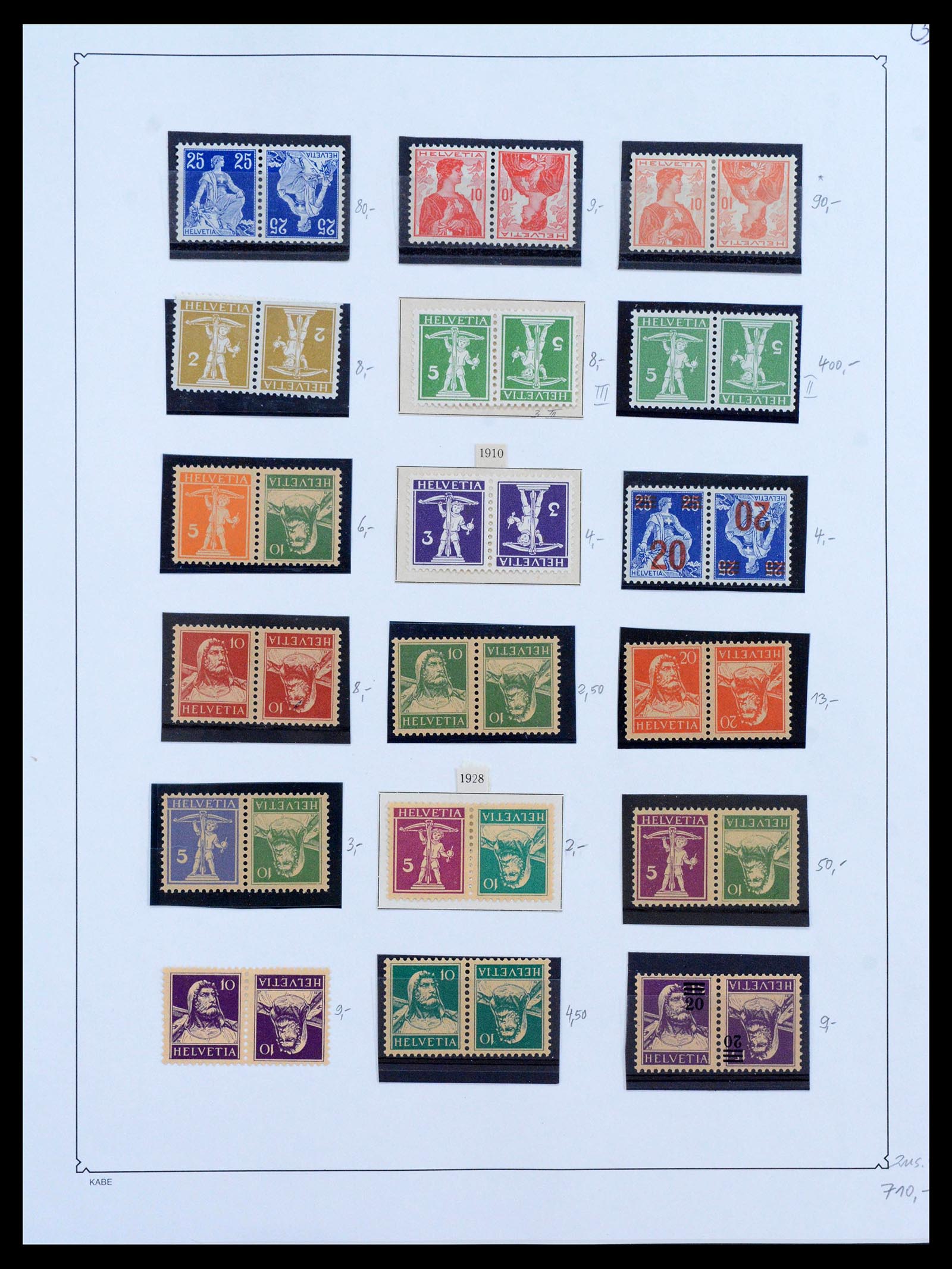 39972 0011 - Postzegelverzameling 39972 Zwitserland combinaties 1909-1997.