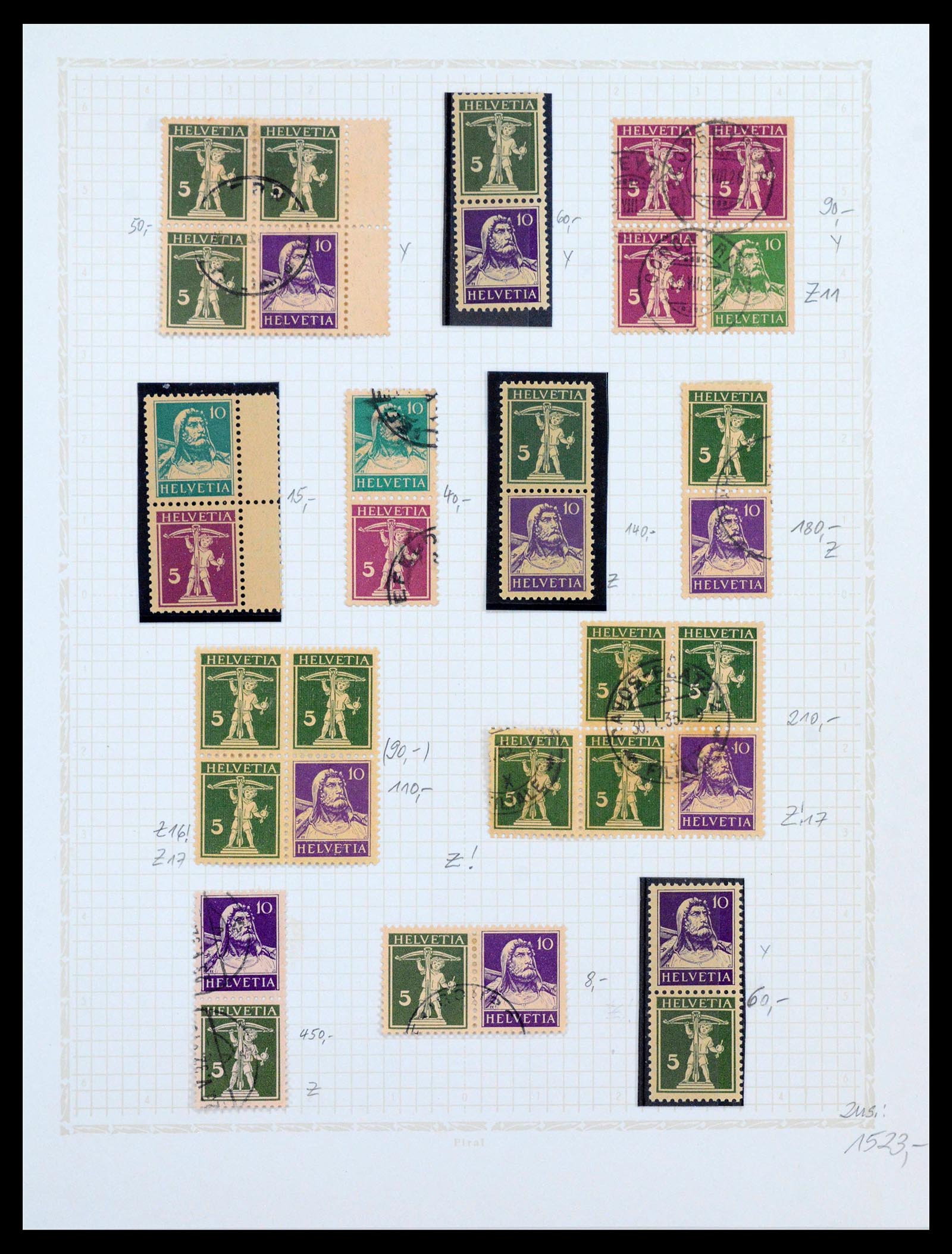 39972 0014 - Postzegelverzameling 39972 Zwitserland combinaties 1909-1997.