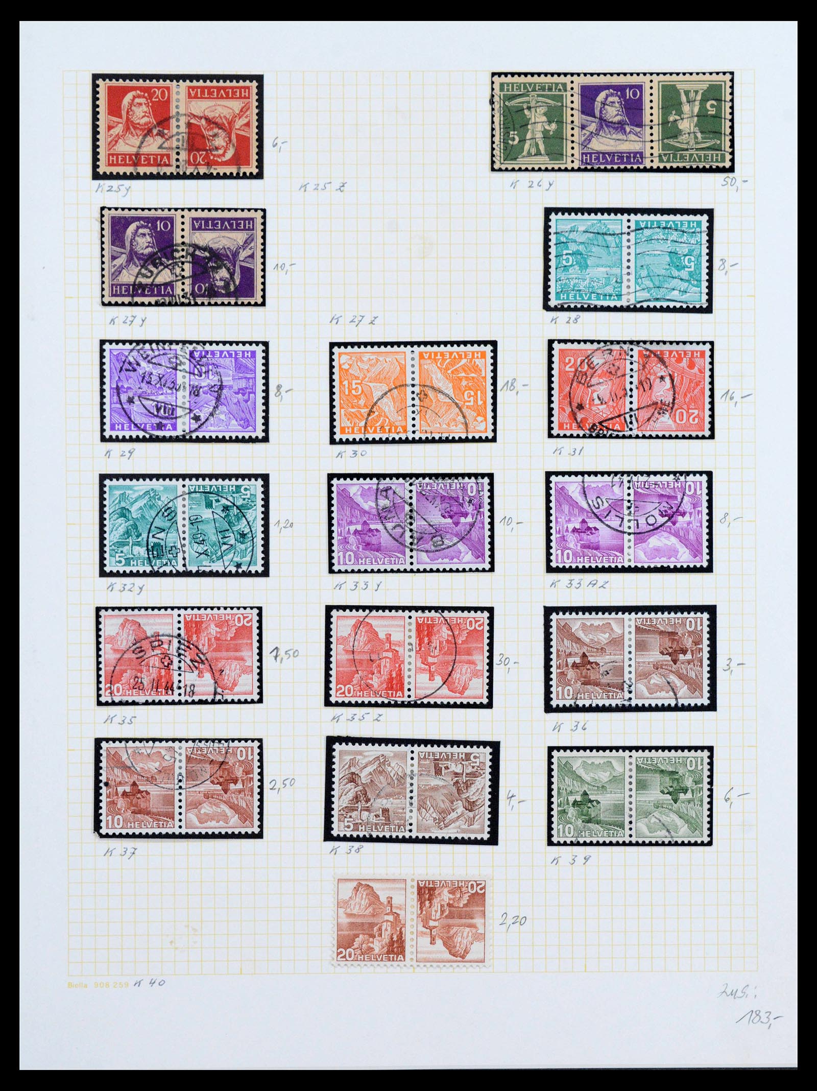 39972 0019 - Postzegelverzameling 39972 Zwitserland combinaties 1909-1997.