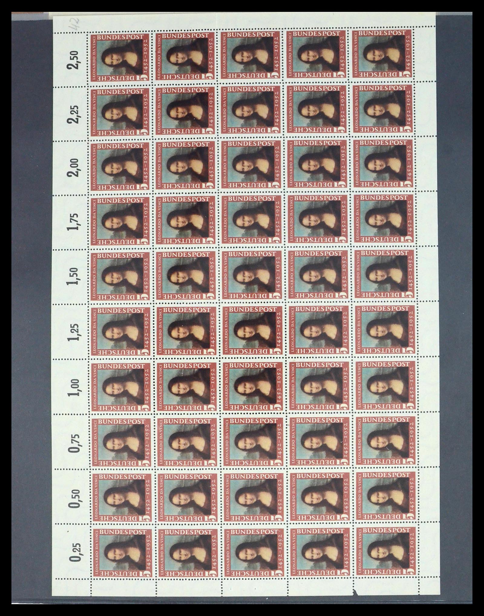 39977 0005 - Postzegelverzameling 39977 Motief Mona Lisa 1952.