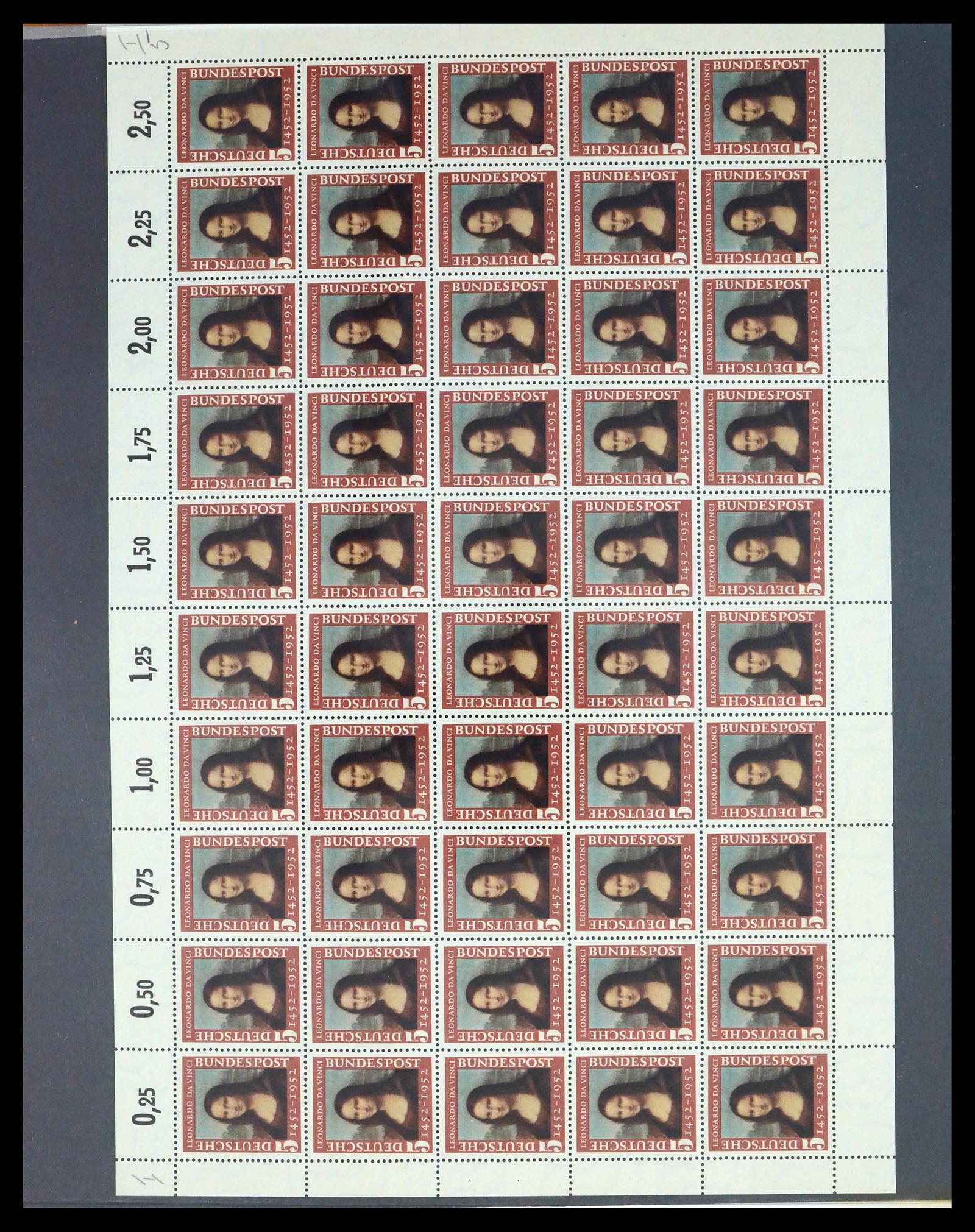 39977 0009 - Postzegelverzameling 39977 Motief Mona Lisa 1952.