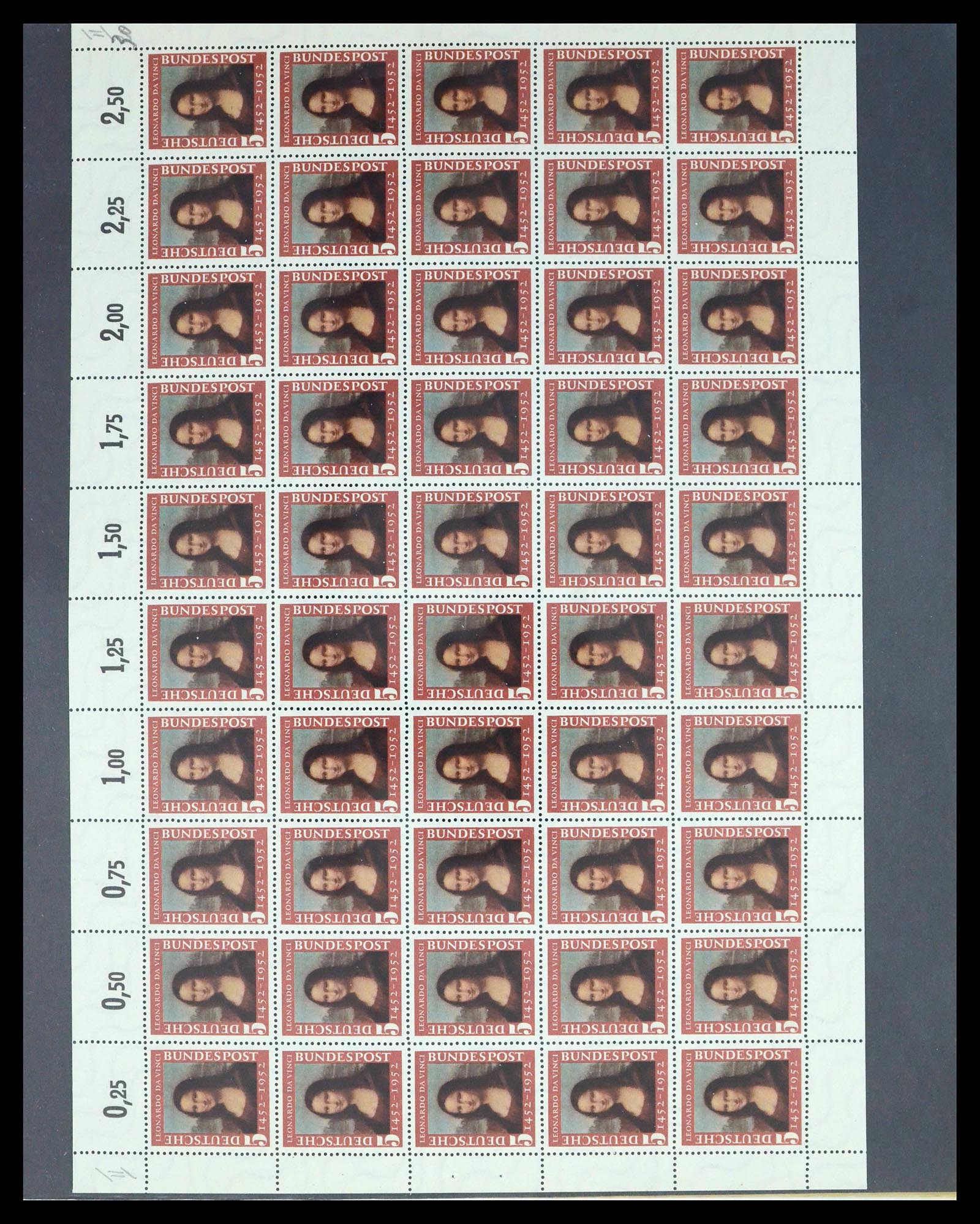 39977 0012 - Postzegelverzameling 39977 Motief Mona Lisa 1952.