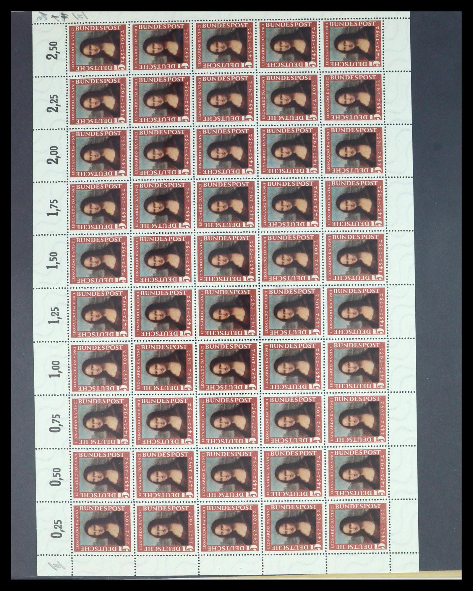 39977 0014 - Postzegelverzameling 39977 Motief Mona Lisa 1952.