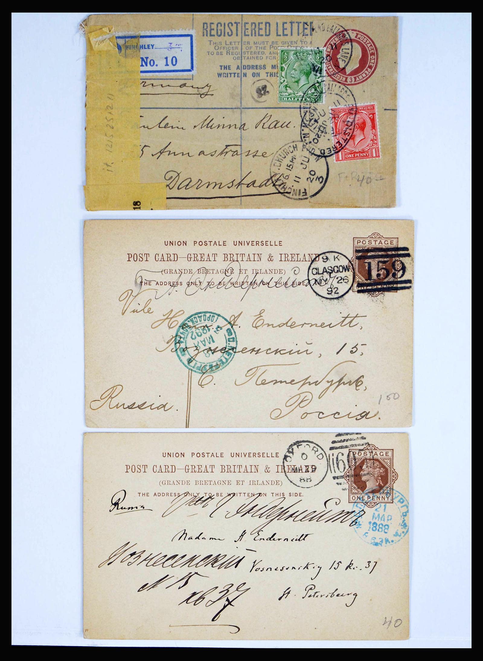 39994 0001 - Postzegelverzameling 39994 Engelse koloniën brieven 1888-1960.