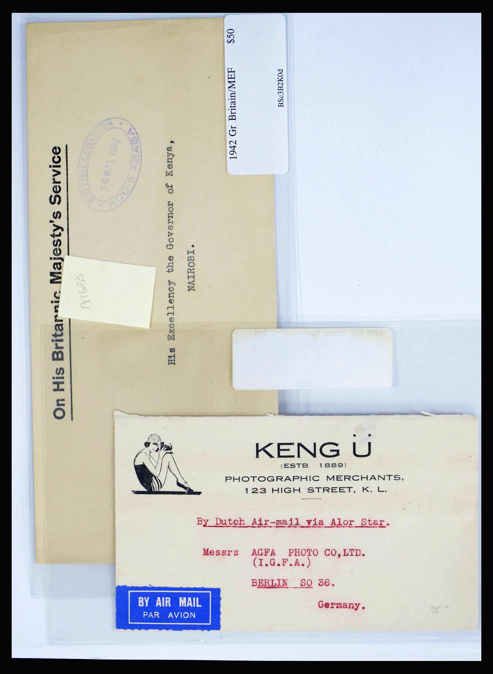 39994 0006 - Postzegelverzameling 39994 Engelse koloniën brieven 1888-1960.
